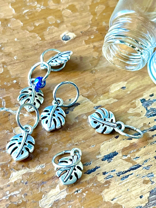 Silver Leaf Stitch Markers, Knitting Accessories Gift