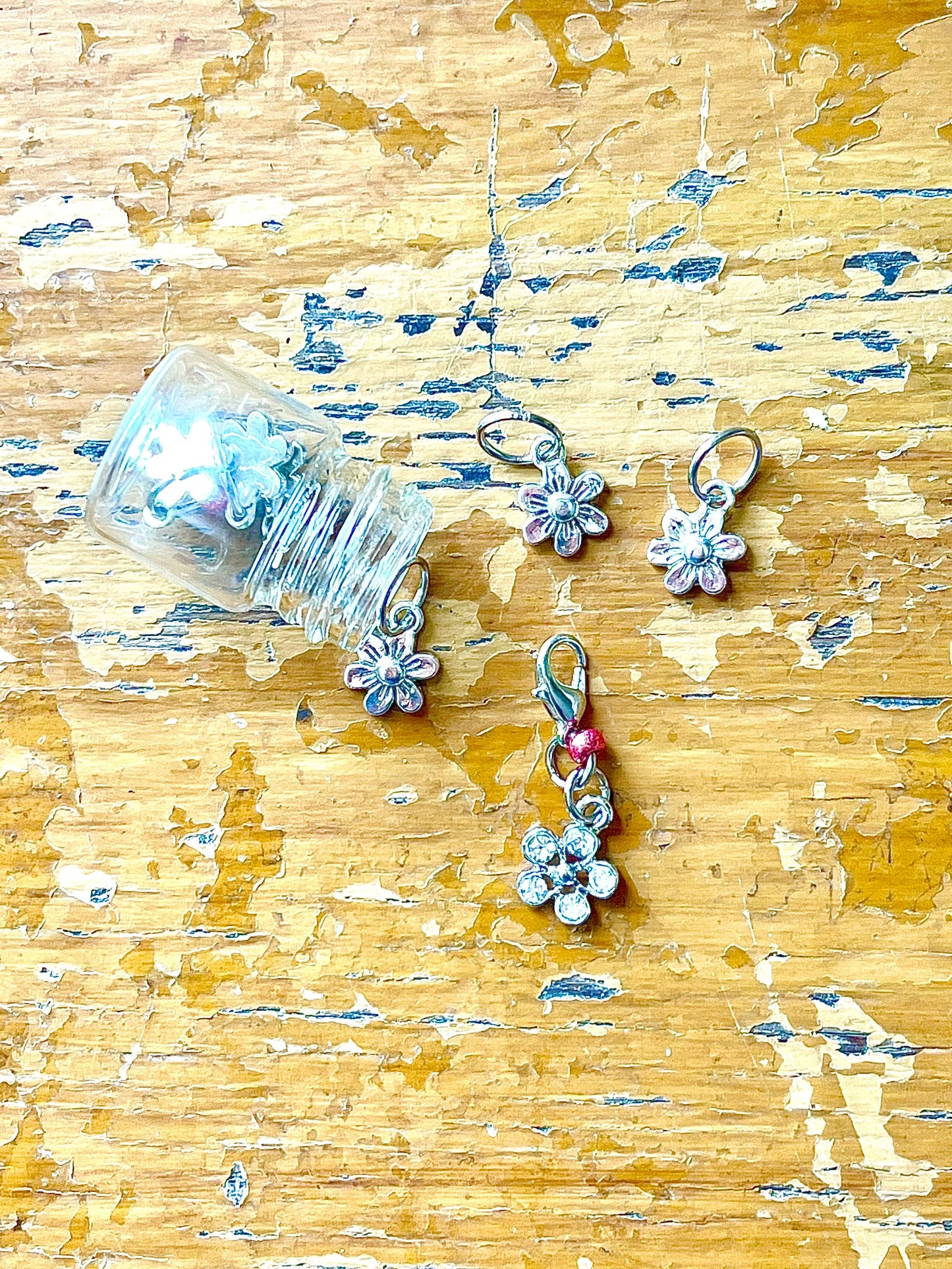Silver Flower Snagless Stitch Markers, Knitting Accessories