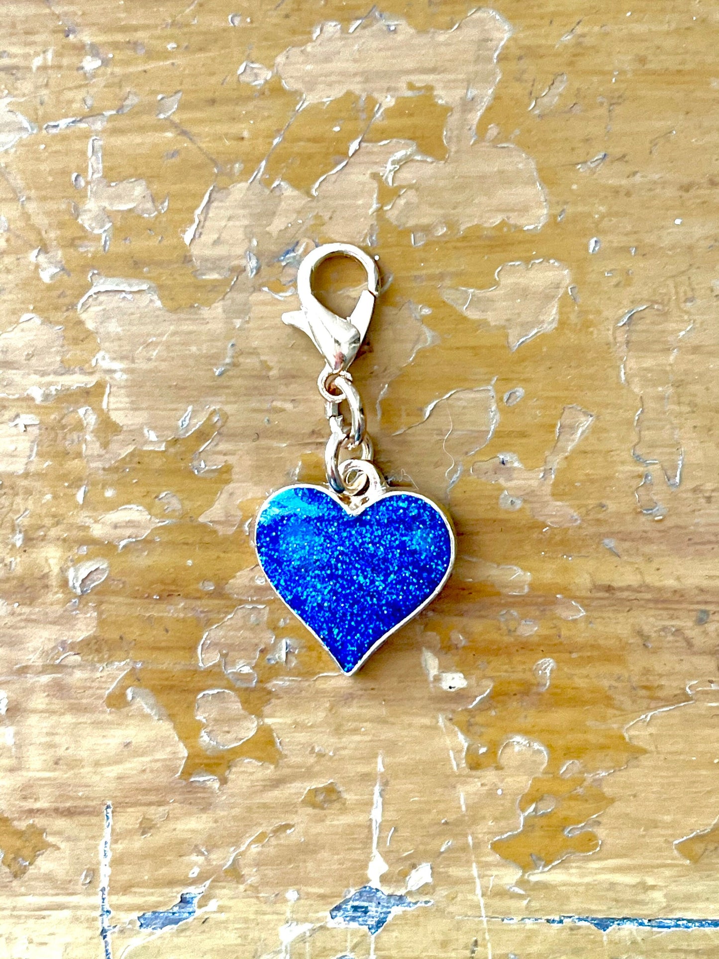 Blue Glitter Heart Progress Keeper, Knitting Crochet Gift