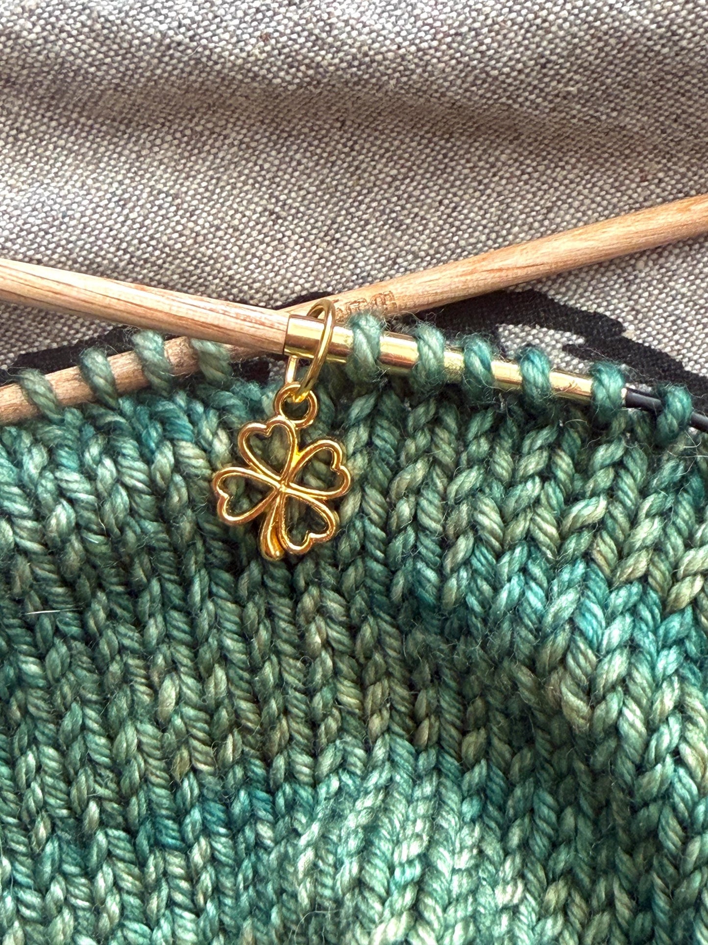 Gold Four Leaf Clovers Stitch Markers, Snag Free Knitting Accessories, Set of 6