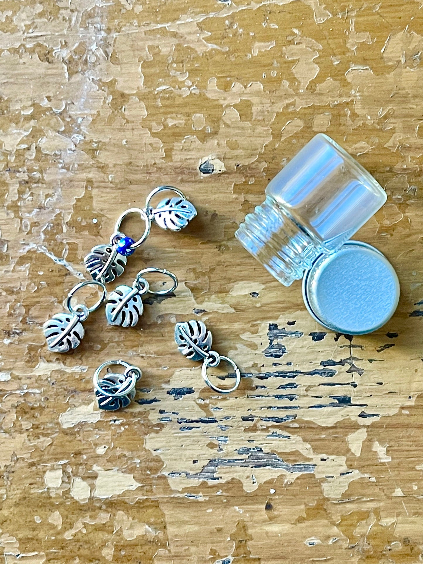Silver Leaf Stitch Markers, Knitting Accessories Gift