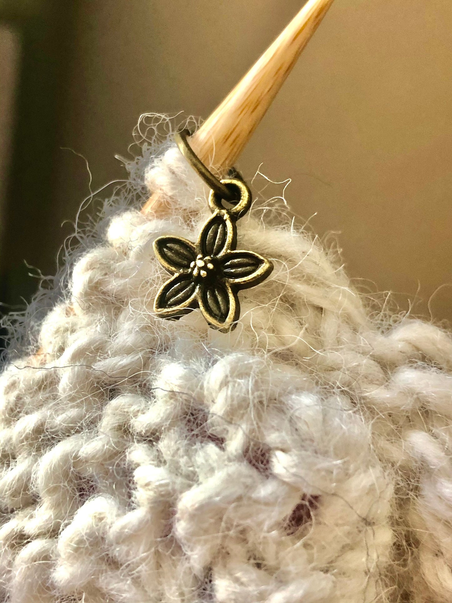 Bronze Flower Stitch Markers, Snag Free Knit Accessories, Set of 6