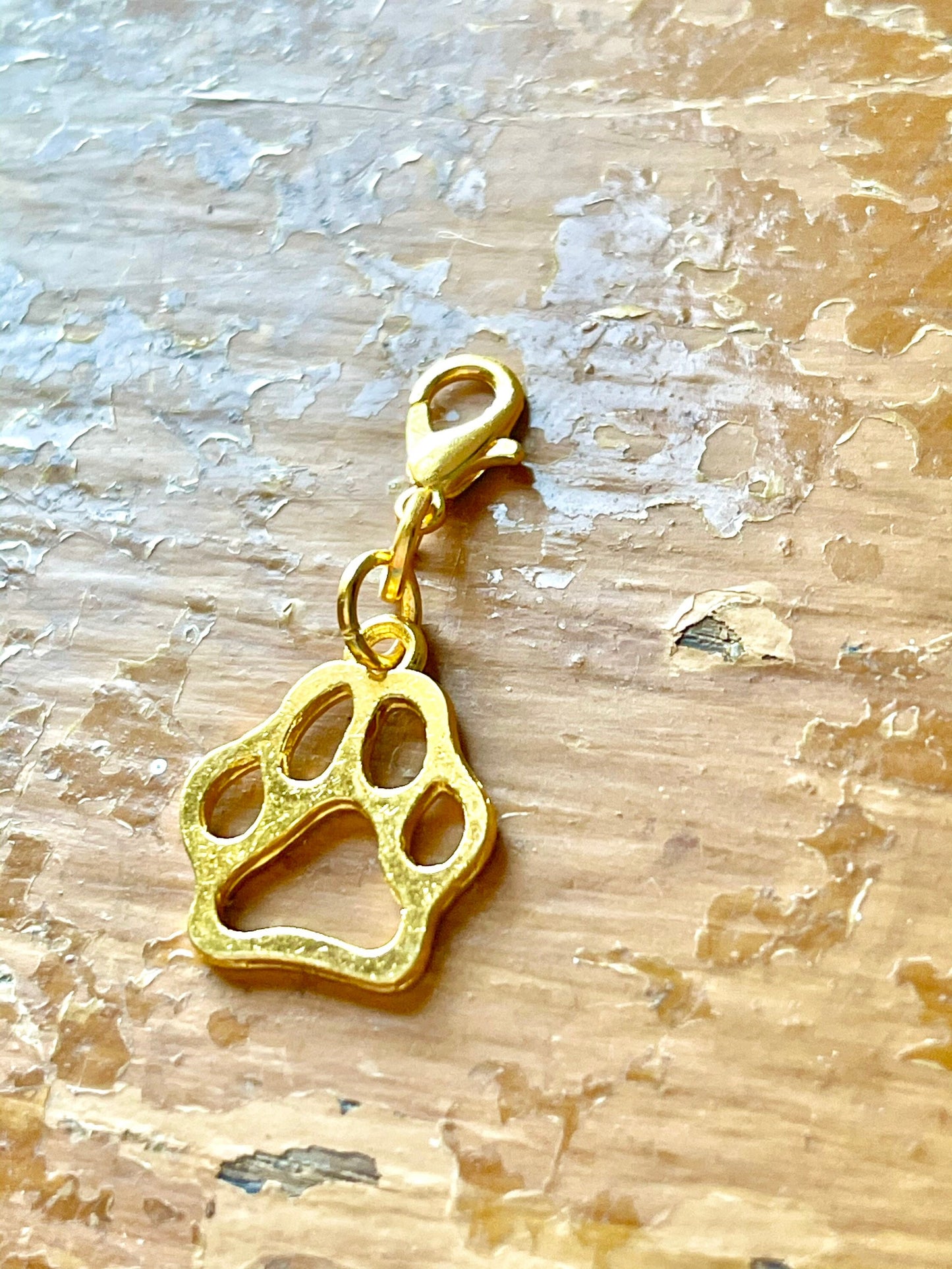 Gold Paw Print Zipper Pull Charm, Progress Keeper