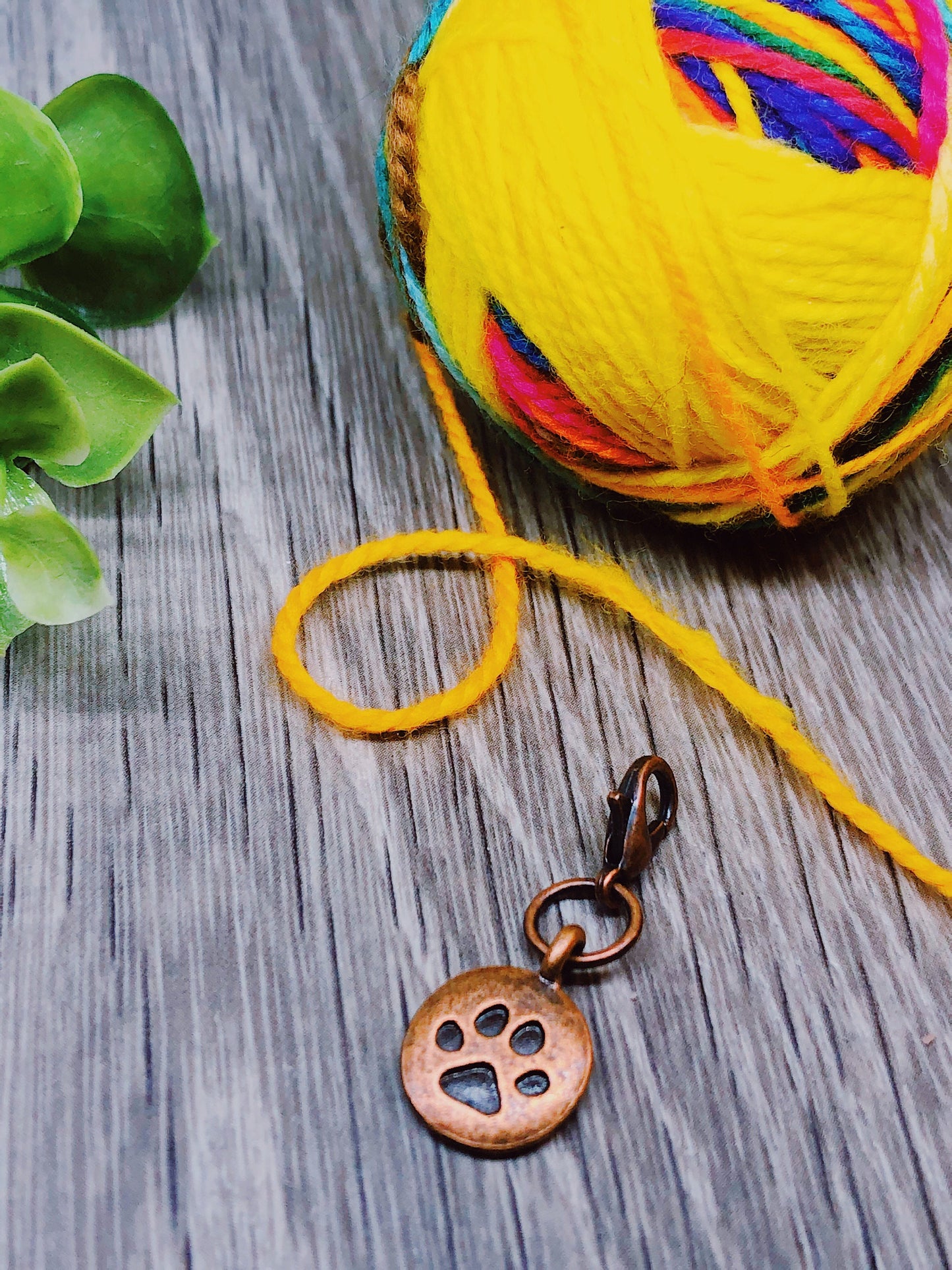 Copper Paw Print Charm, Progress Keeper, Knitting Stitch Marker