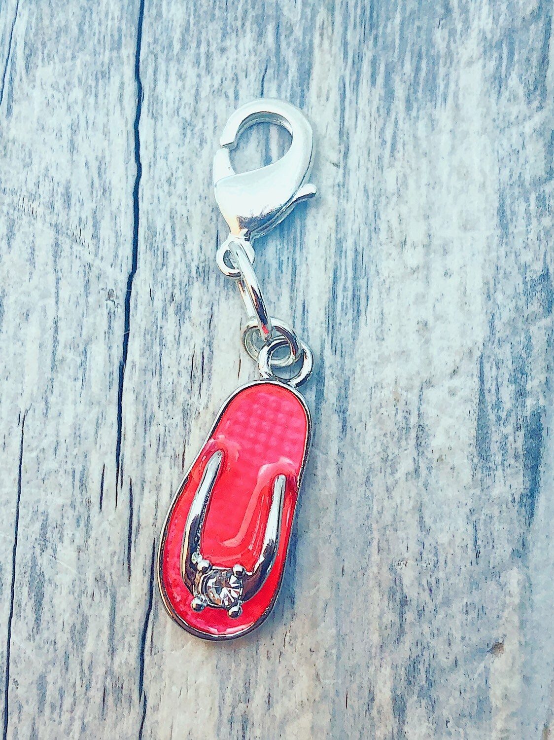 Pink Flip Flop Progress Keeper Charm, Knitting Crochet Gift