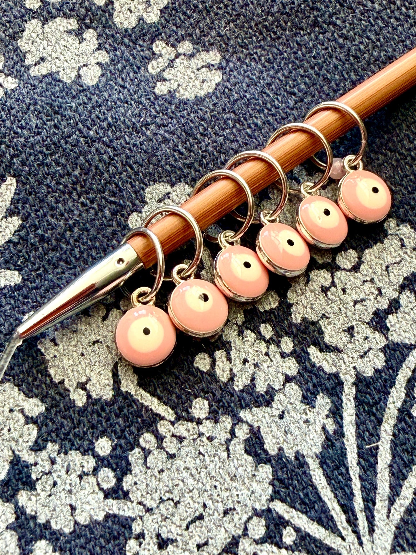 Pink Evil Eye Snagless Stitch Markers, Snag Free Knitting, Knitter Progress Keepers, Yarn Jewelry