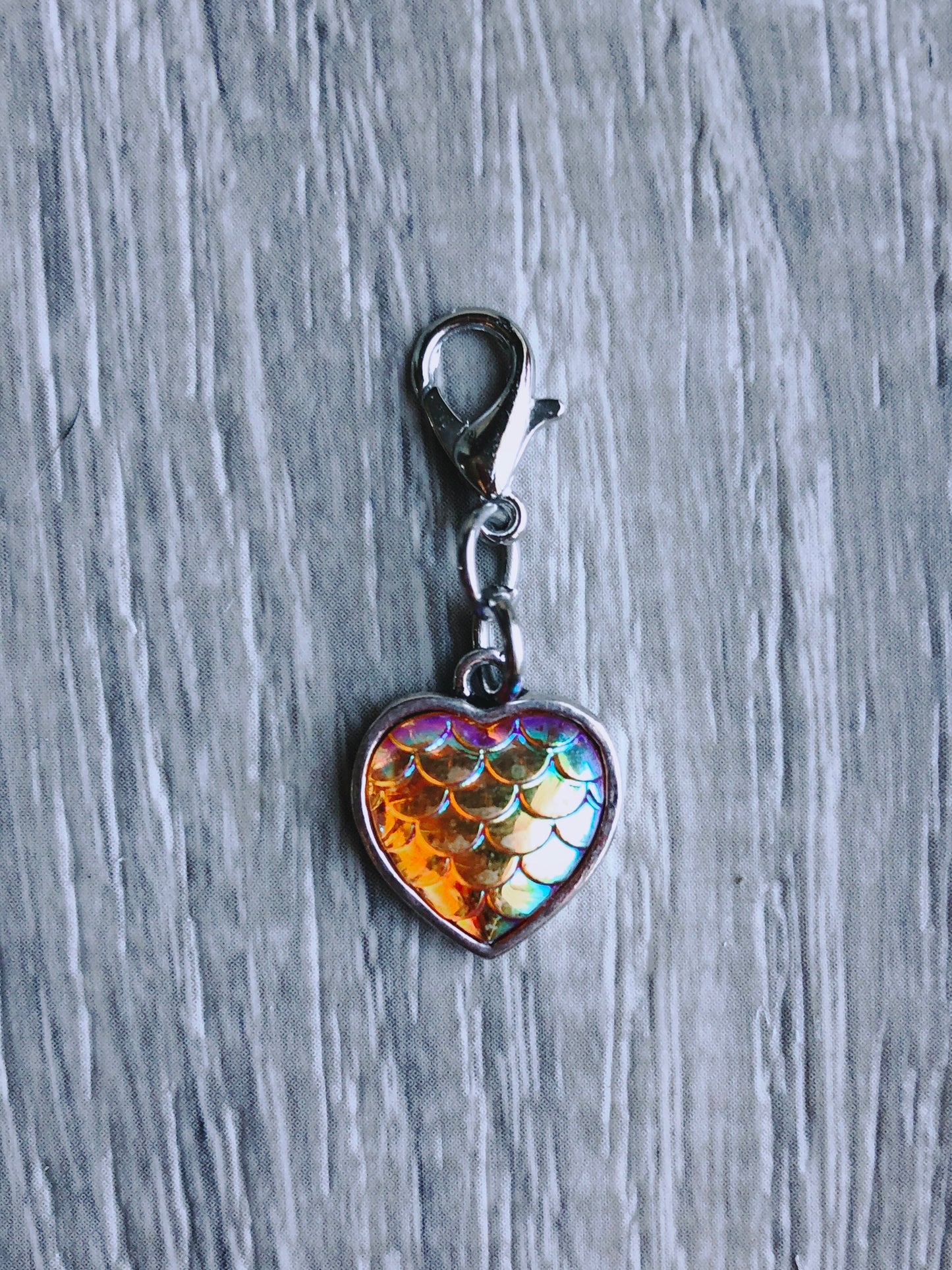 Mermaid Scales Heart Progress Keeper, Knitting Crochet Zipper Pull