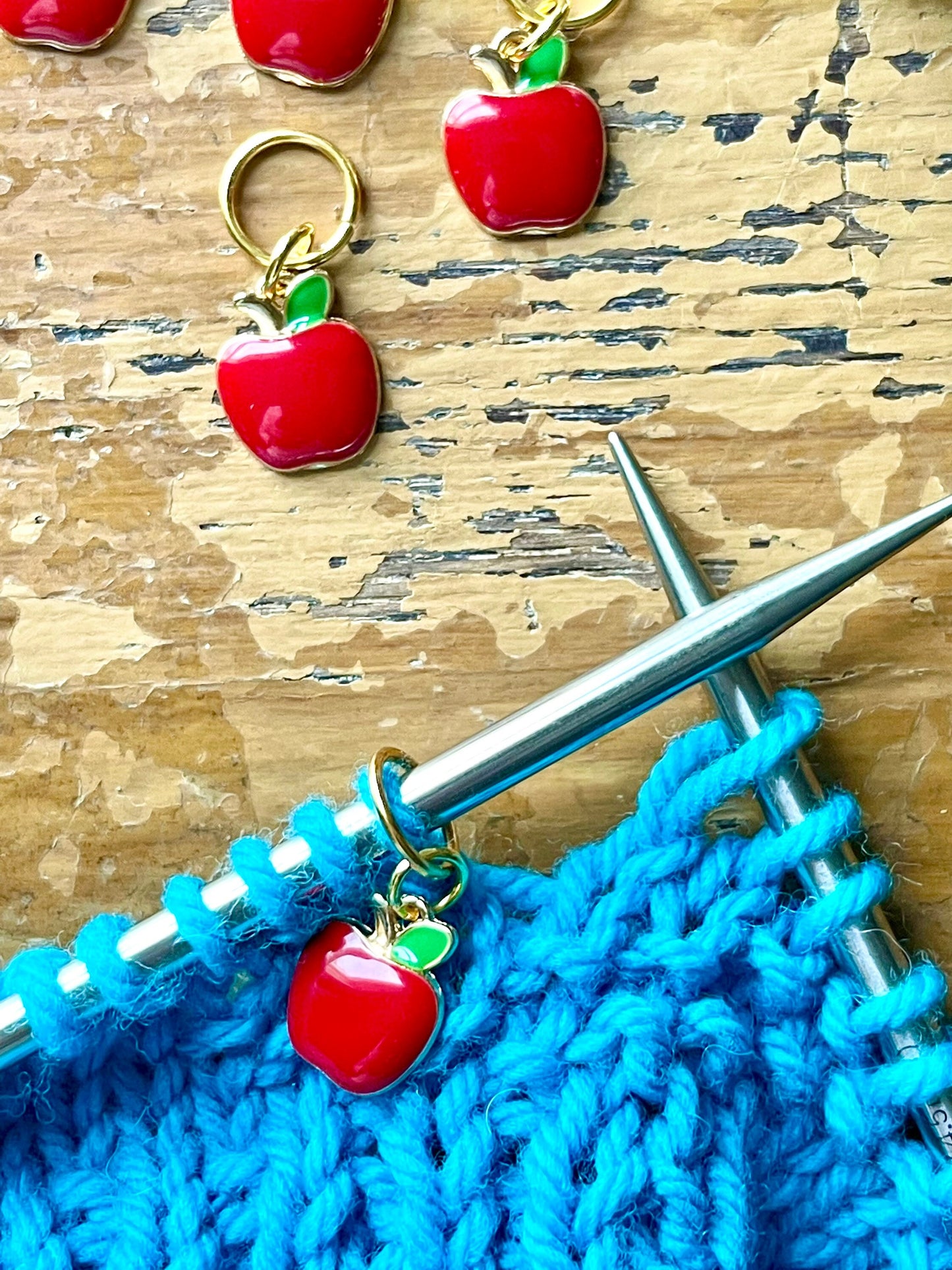 Apple Stitch Markers, Fun Knitting Notions, Progress Keepers