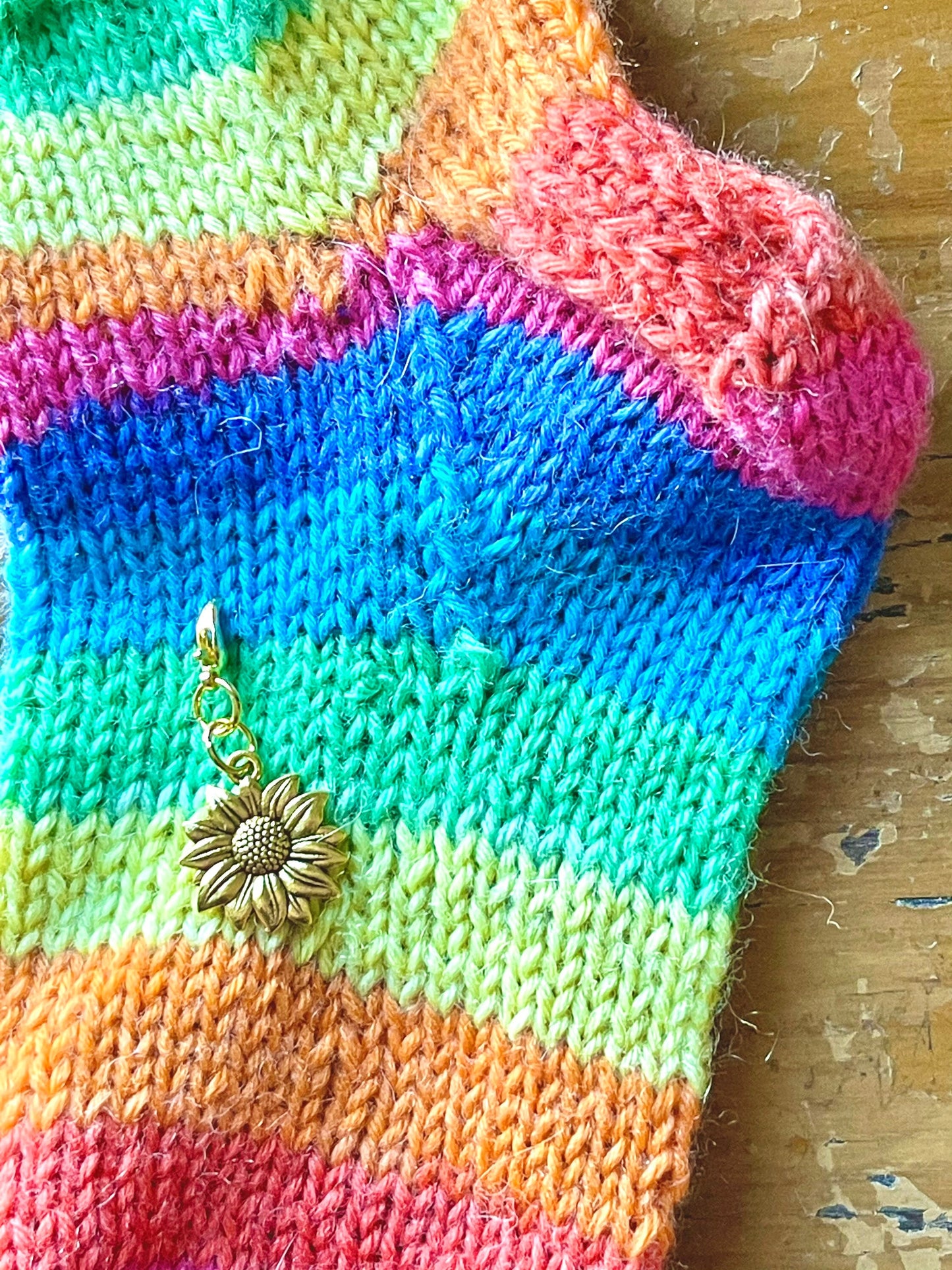 Gold Sunflower Progress Keeper, Crafter Zipper Pull Accessory