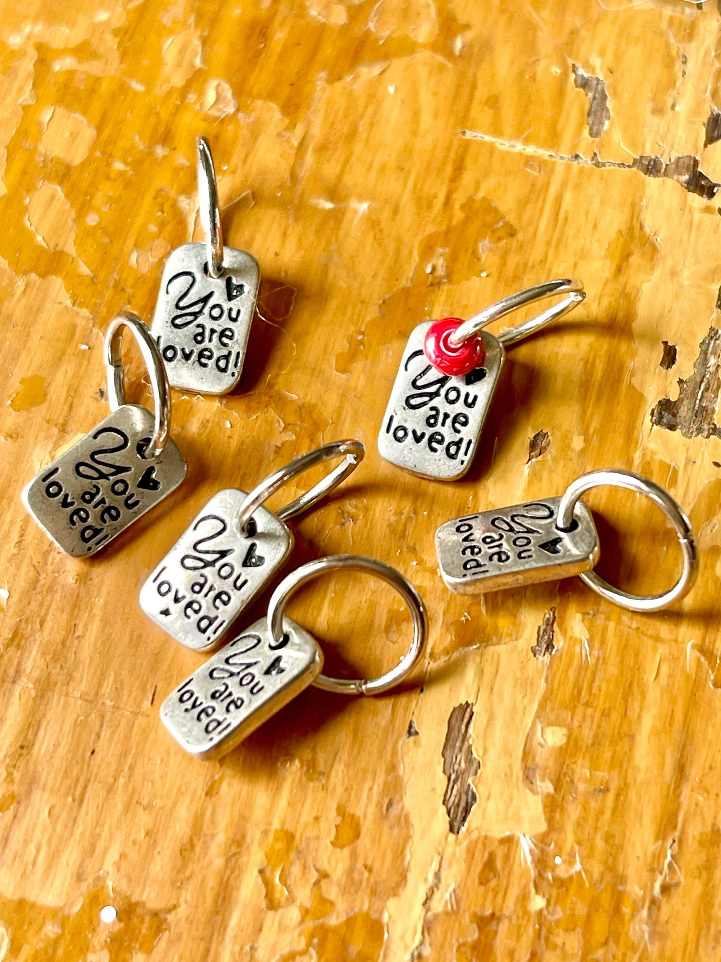 You Are Loved Stitch Markers, Snagfree Knitting Notions, Fits US11 Needles