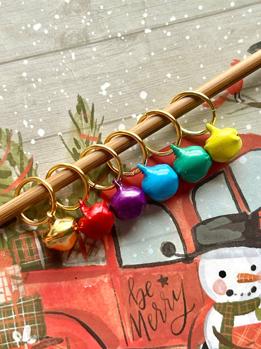 Matte Jingle Bells Stitch Markers, Snagfree Knitting Progress Keepers