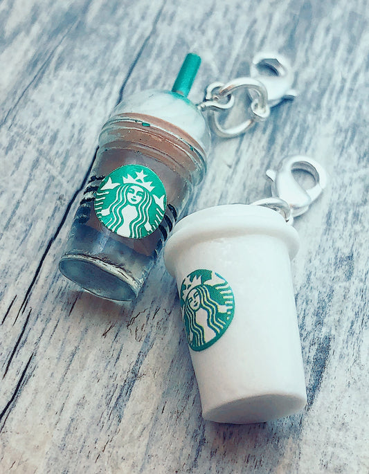 Coffee Cup Stitch Marker, Starbucks Latte Charm, Knitting Accessory (2pc)