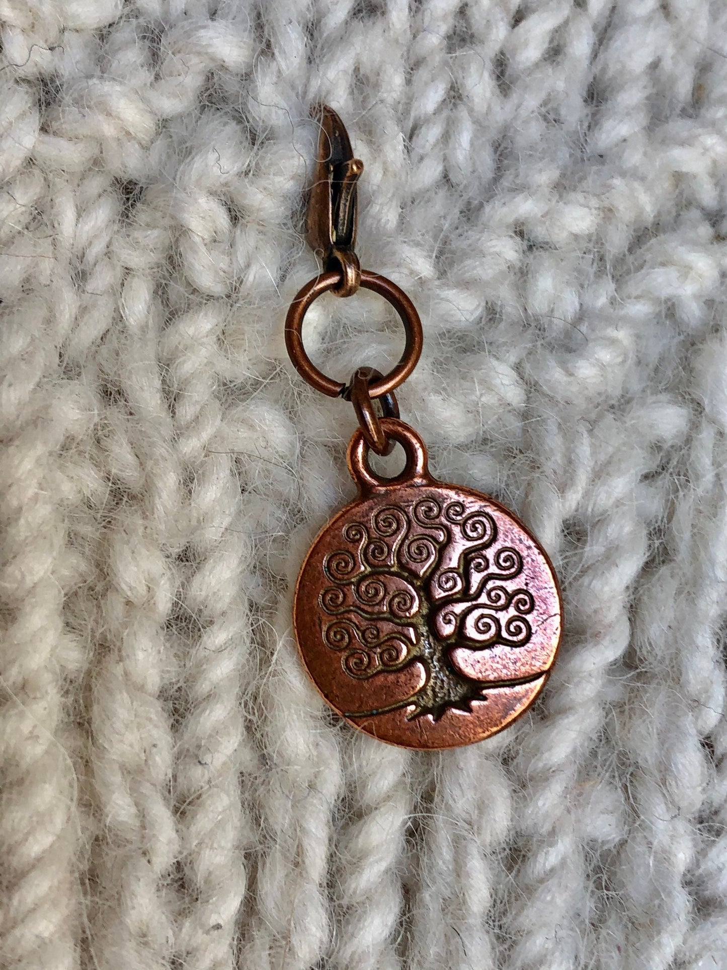 Copper Tree of Life Progress Keeper, Knitting Stitch Marker