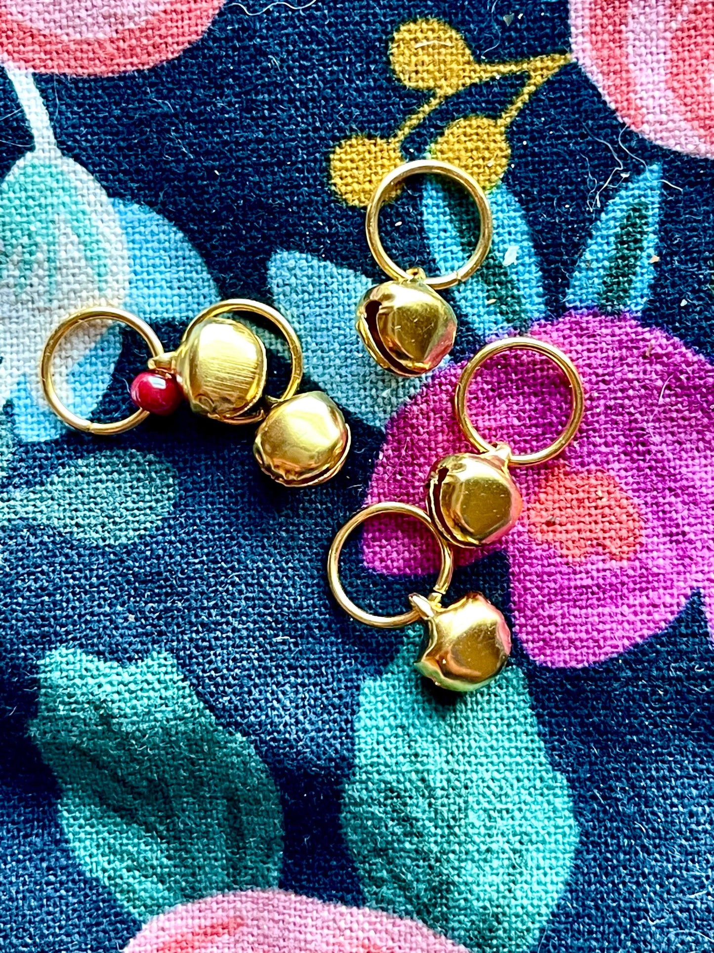 Gold Jingle Bells Stitch Markers, Knitting Notions