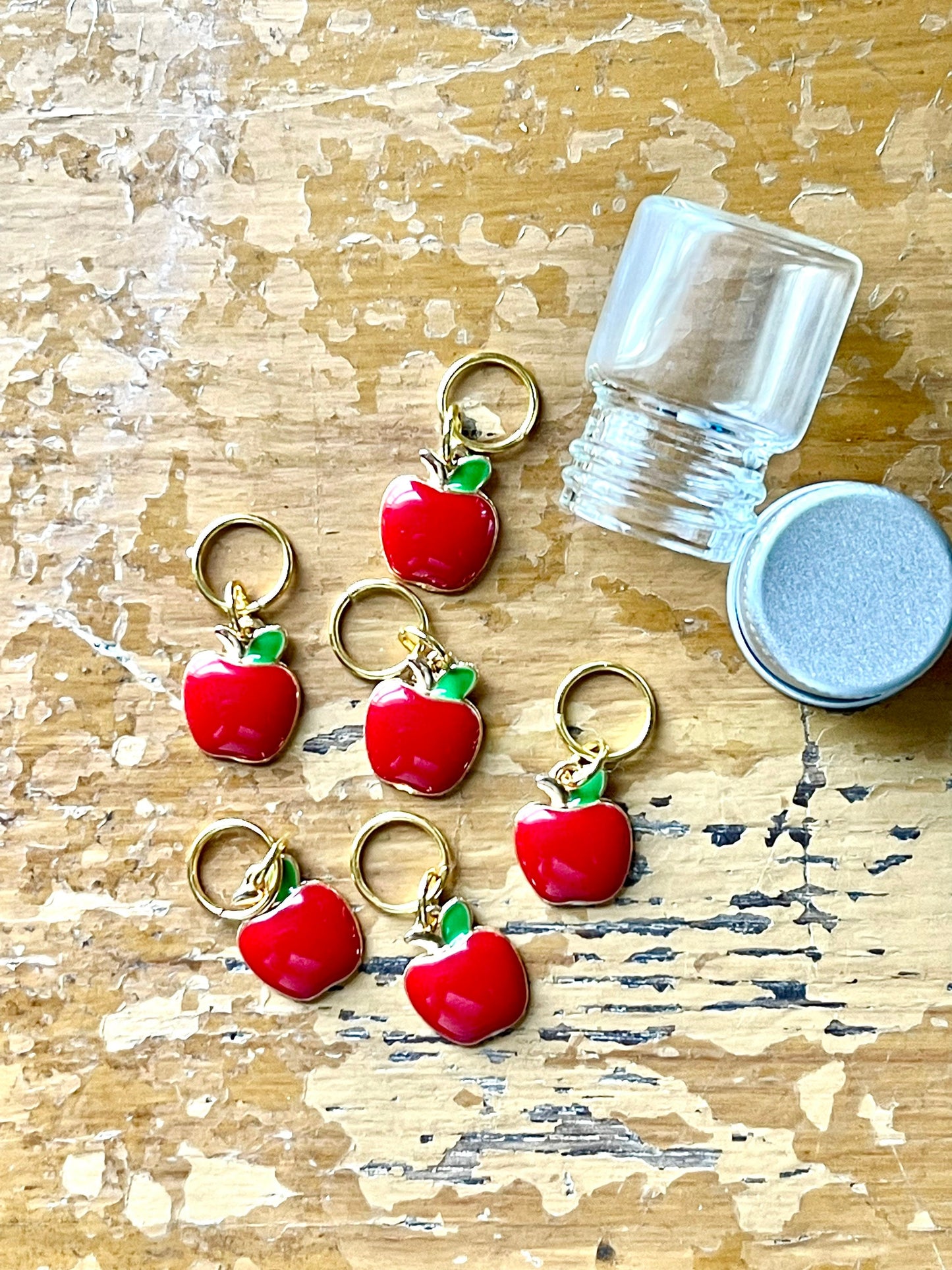Apple Stitch Markers, Fun Knitting Notions, Progress Keepers