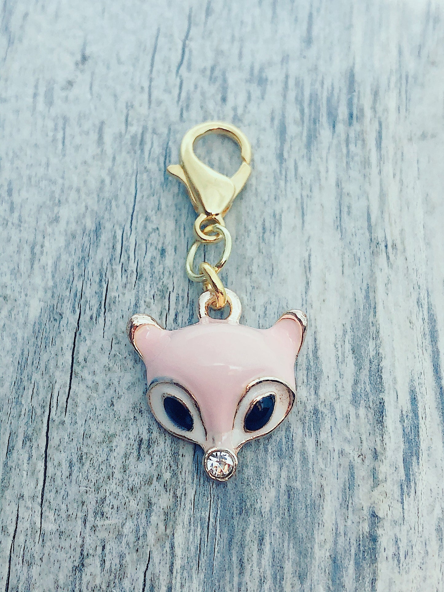Pink Fox Charm Progress Marker, Gift for Knitters, Yarn Accessories, Knitting Ideas Notions