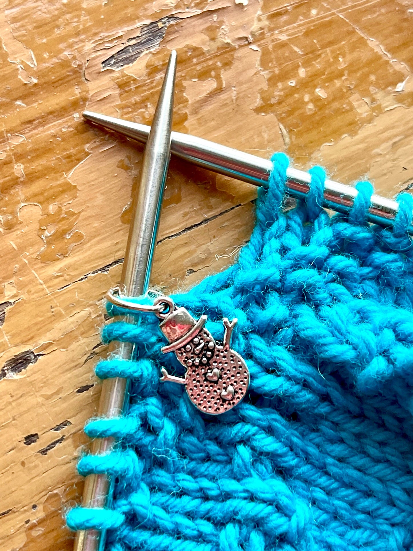 Snowmen Snag Free Stitch Markers, Christmas Knitting Charms