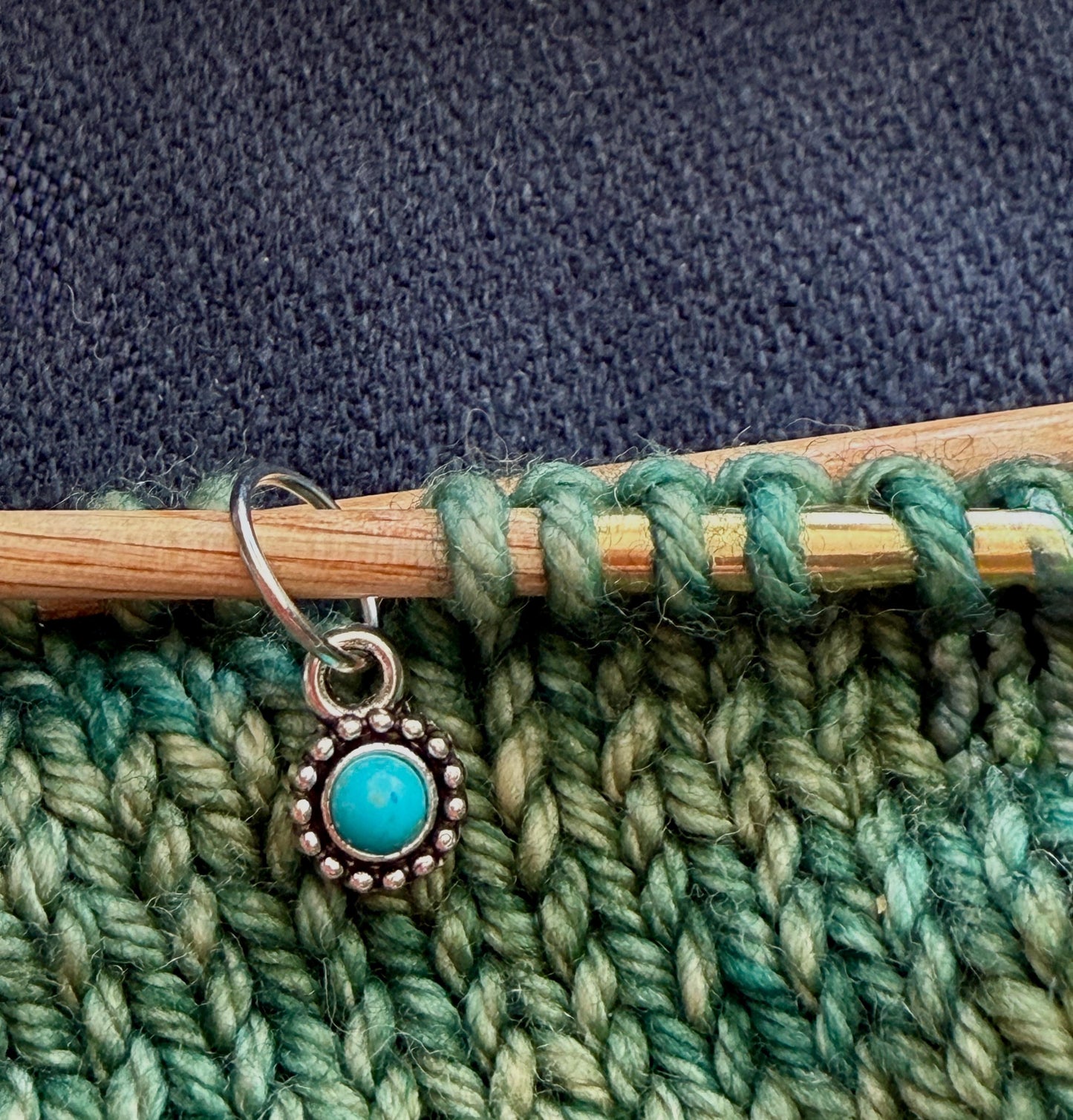 Turquoise Stitch Markers with Silver Backings | Set of 6 | Knitting Gift