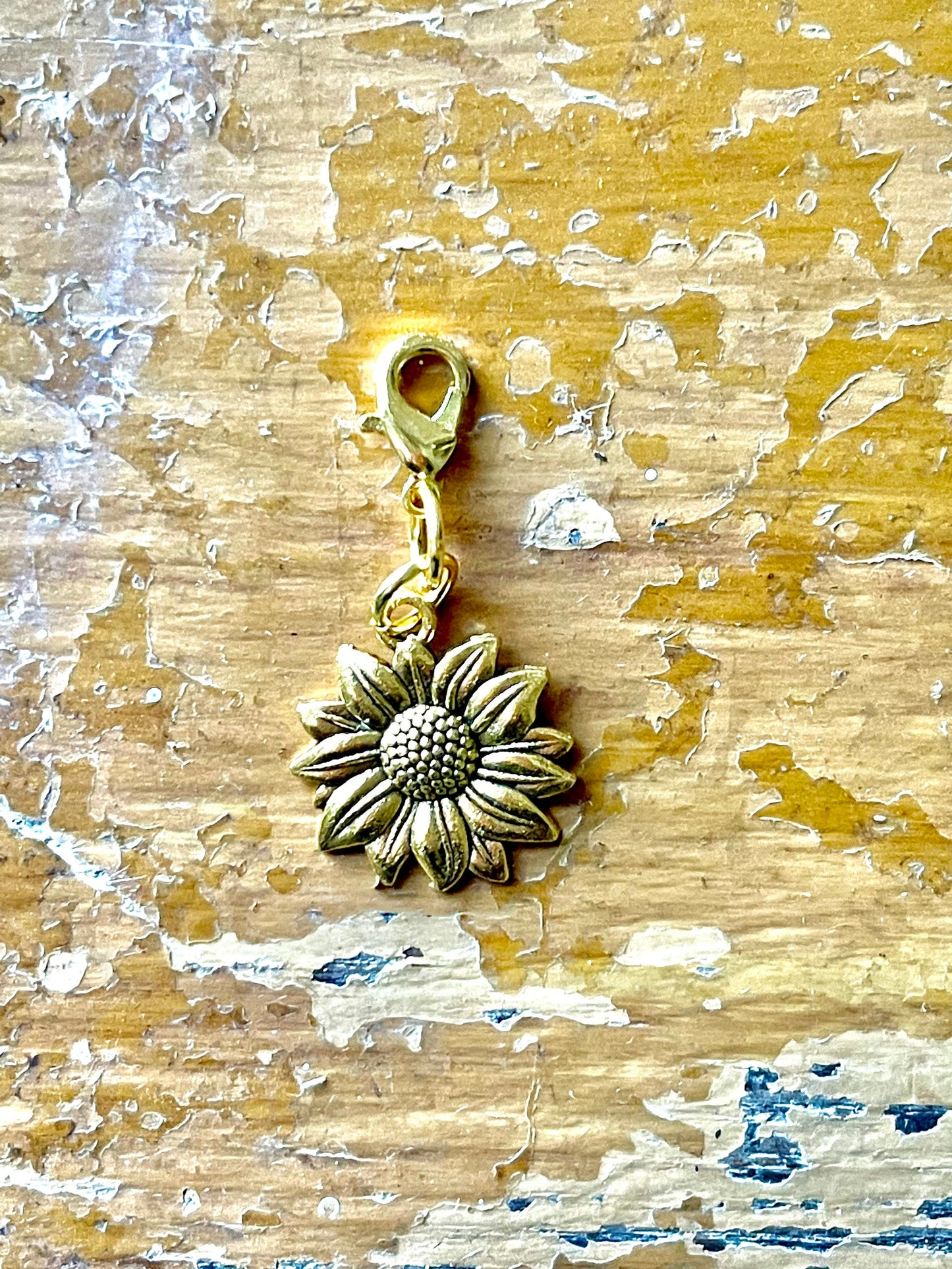 Gold Sunflower Progress Keeper, Crafter Zipper Pull Accessory