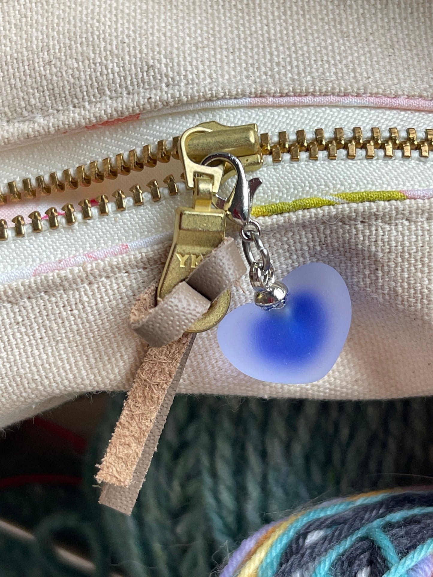 Frosted Resin Heart Charm, Knitting Progress Keeper, Zipper Pull