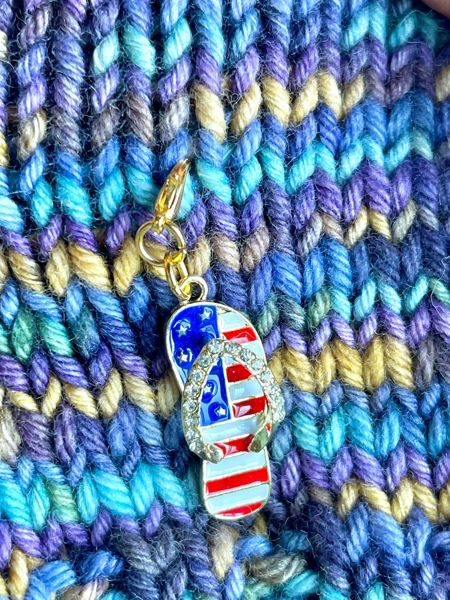 American Flag Flip Flop Charm, Progress Keeper, Zipper Pull