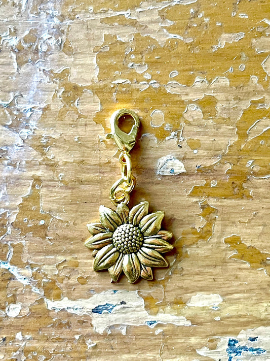 Gold Sunflower Progress Keeper, Crafter Zipper Pull Accessory