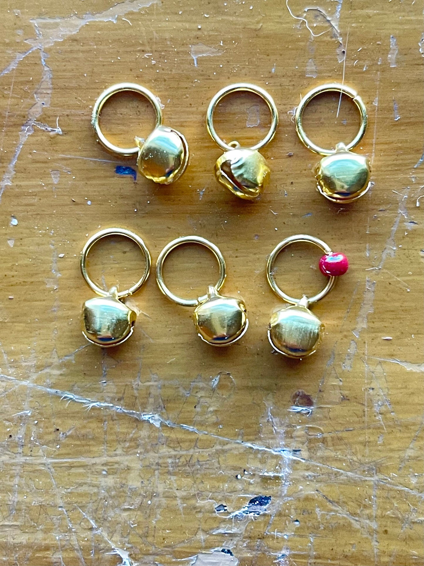 Gold Jingle Bells Stitch Markers, Knitting Notions