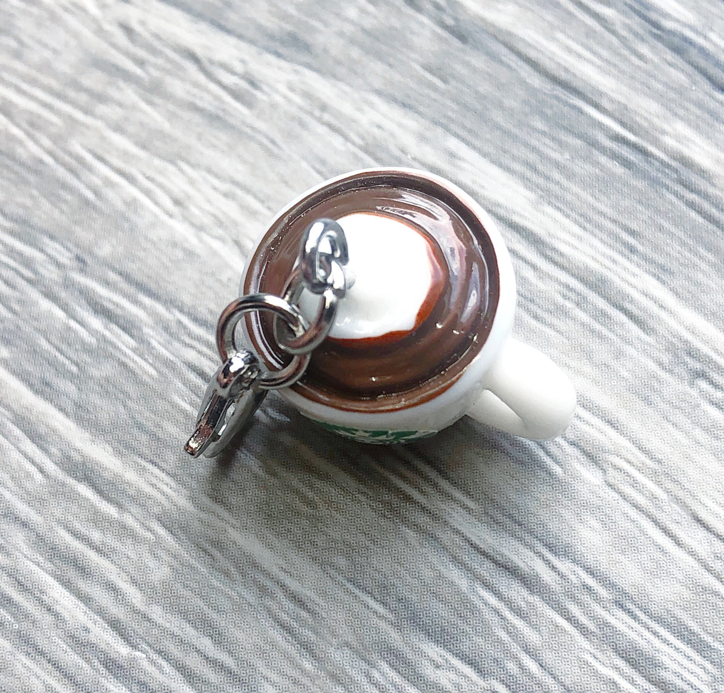 Latte Coffee Cup Zipper Pull Charm, Progress Keeper, Stitch Marker