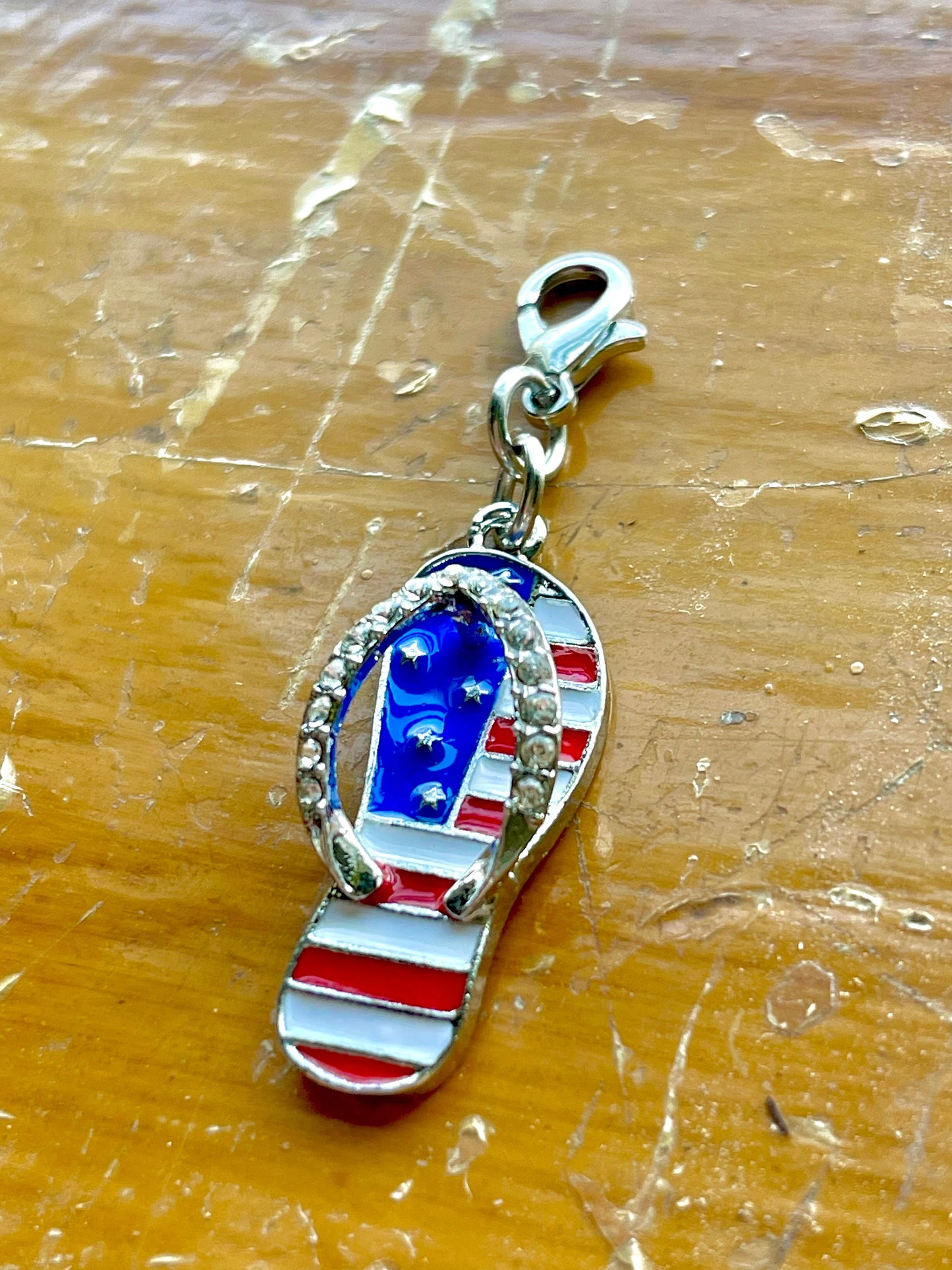 American Flag Flip Flop Charm, Progress Keeper, Zipper Pull