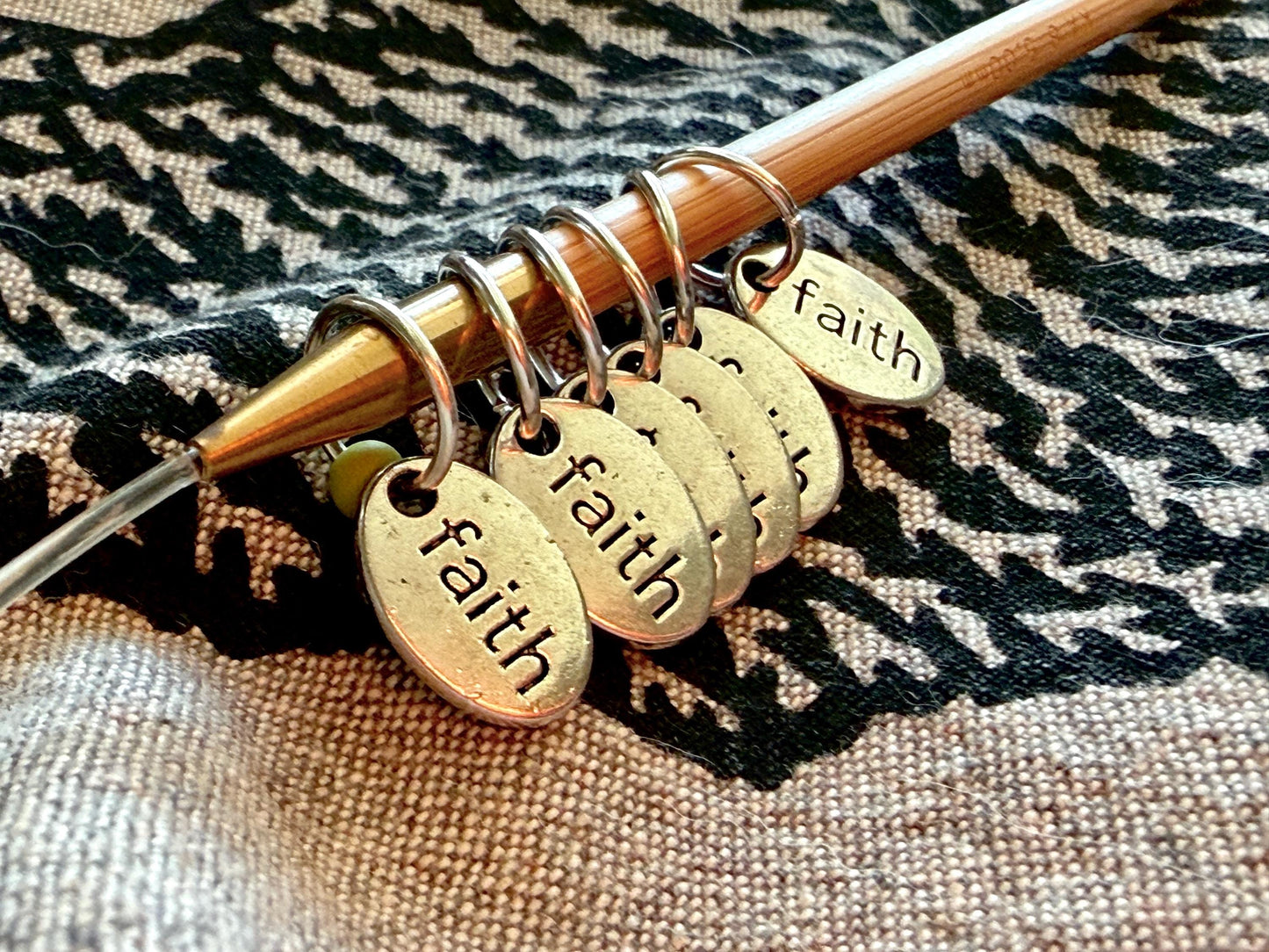 Silver Faith Stitch Markers, Knitting Accessories (Set of 6)