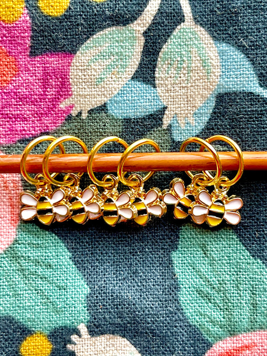 Enamel Bumblebee Stitch Markers, Snag-Free Knitting Accessories
