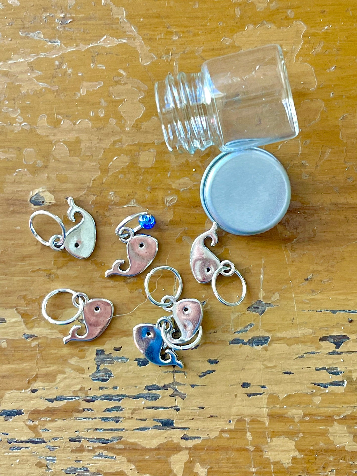 Silver Whale Stitch Markers, Snagless Knitting Accessories