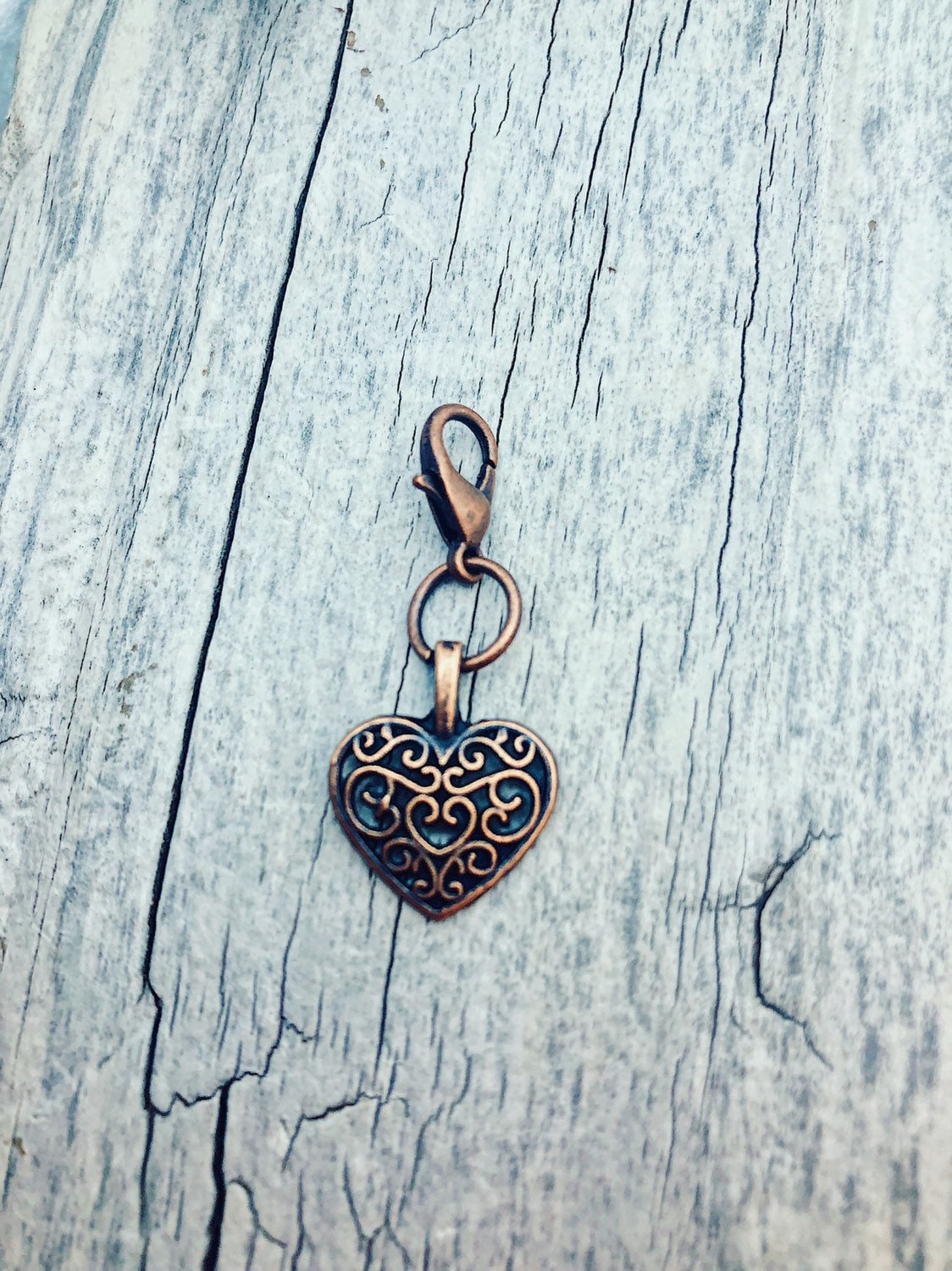 Copper Heart Progress Keeper, Knitting Crochet Stitch Marker