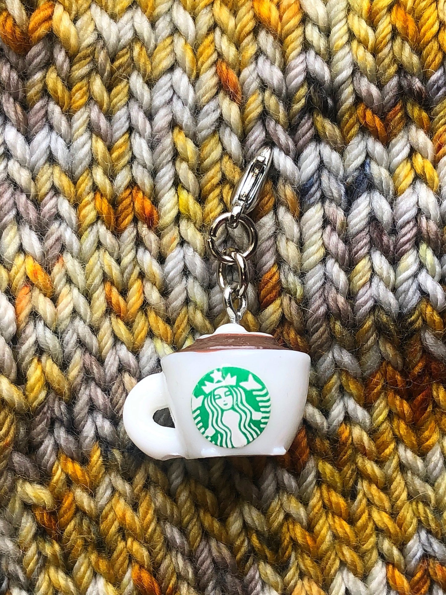 Latte Coffee Cup Zipper Pull Charm, Progress Keeper, Stitch Marker