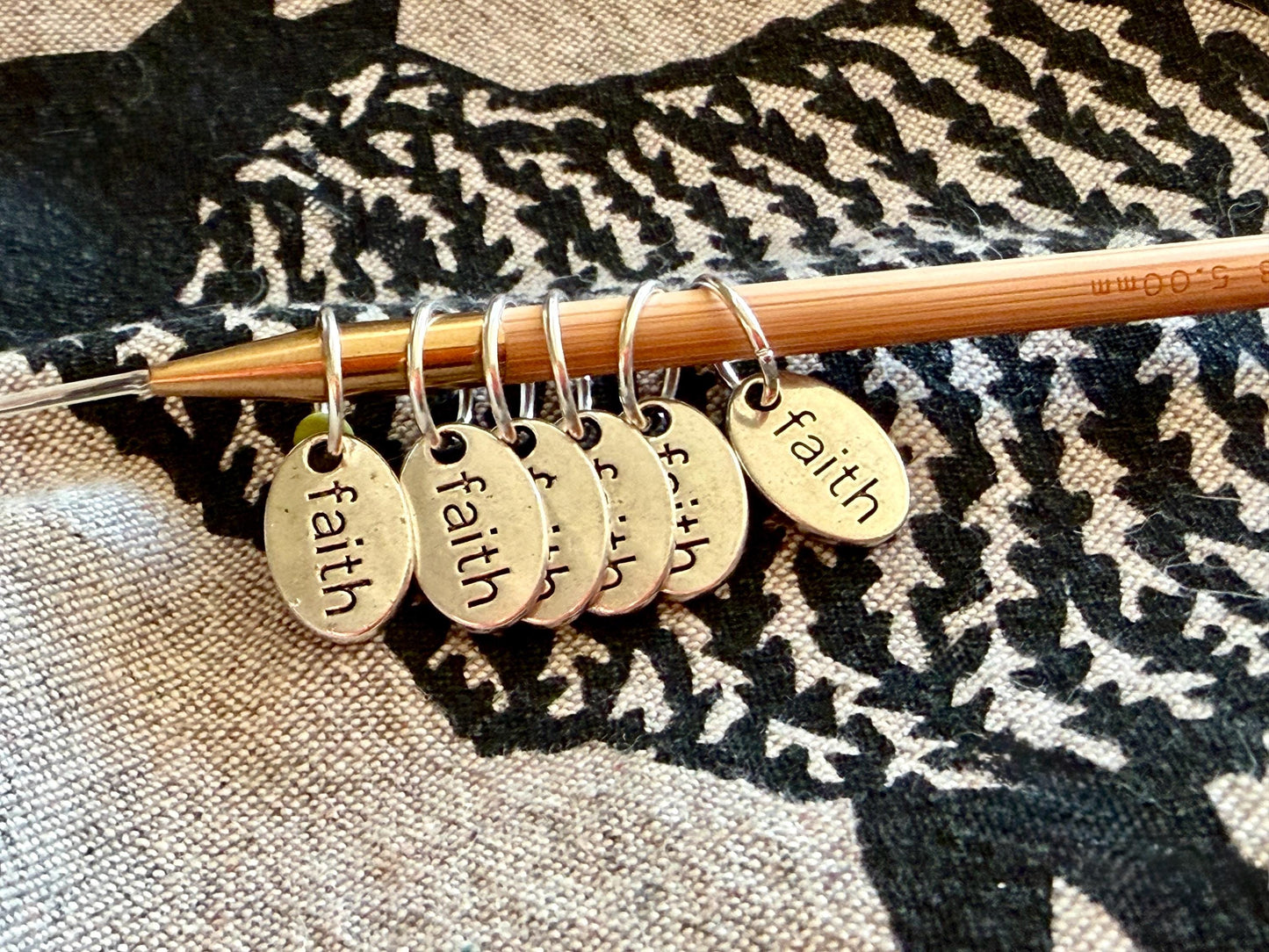 Silver Faith Stitch Markers, Knitting Accessories (Set of 6)