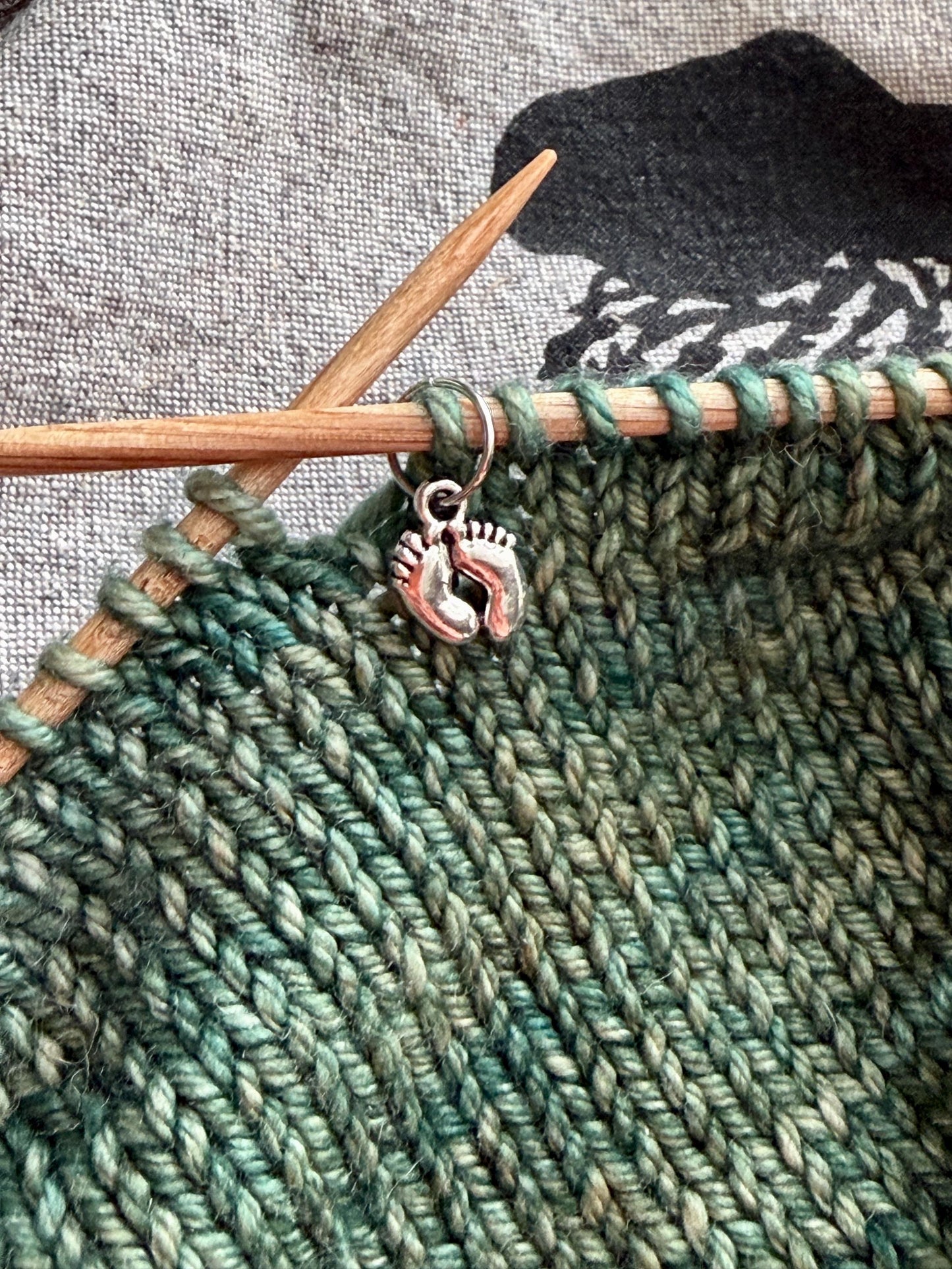Silver Baby Feet Stitch Markers, Snag Free Knitting Notions, Set of 6