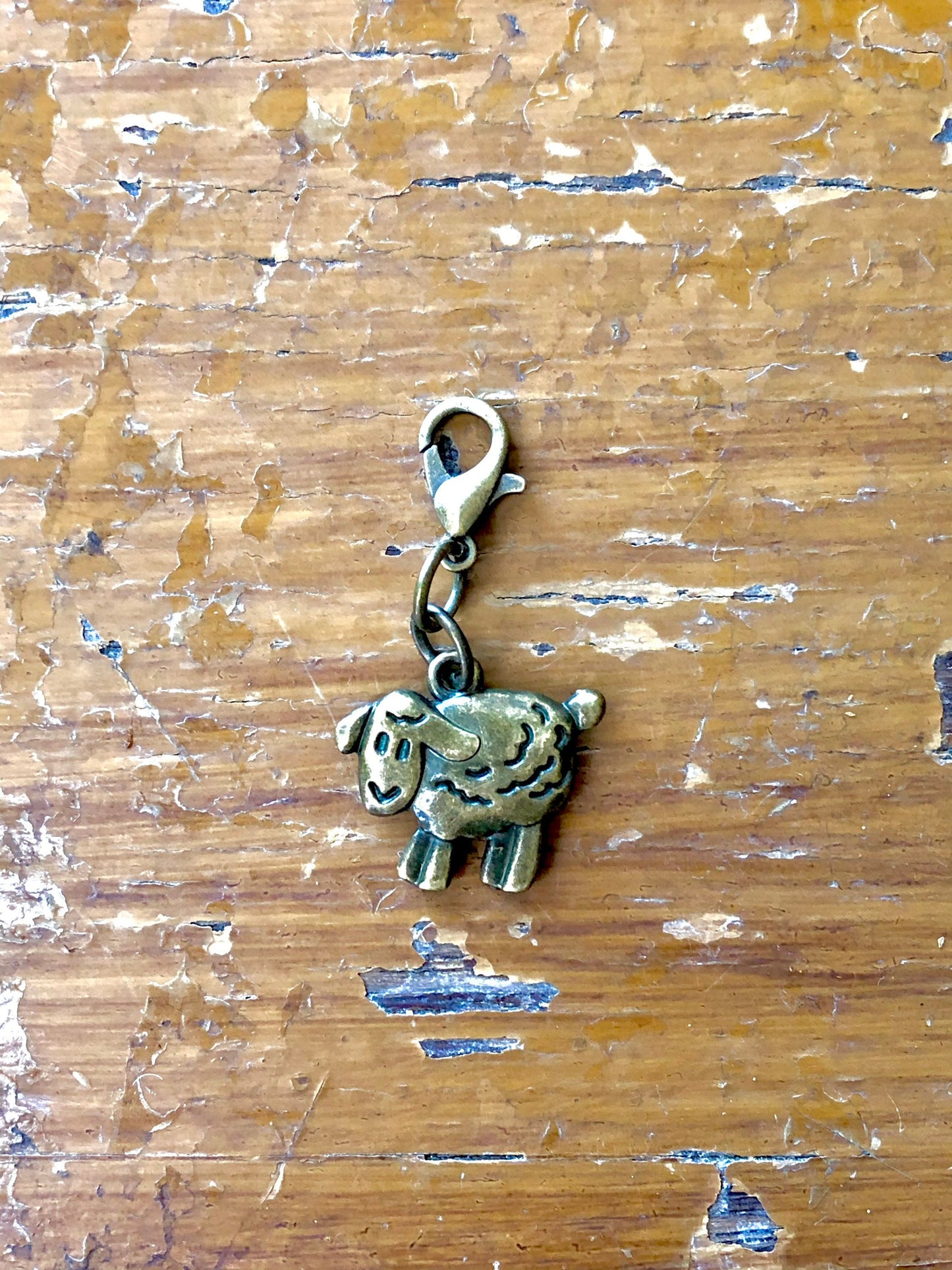 Bronze Sheep Knitting Progress Keeper, Yarn Stitch Marker