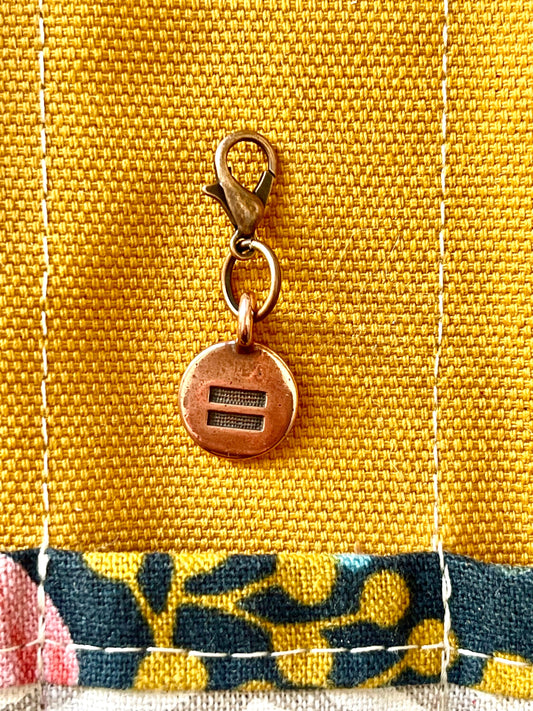 Equality Sign Charm, TierraCast Antique Copper Progress Keeper, LGBTQ Pride Zipper Pull