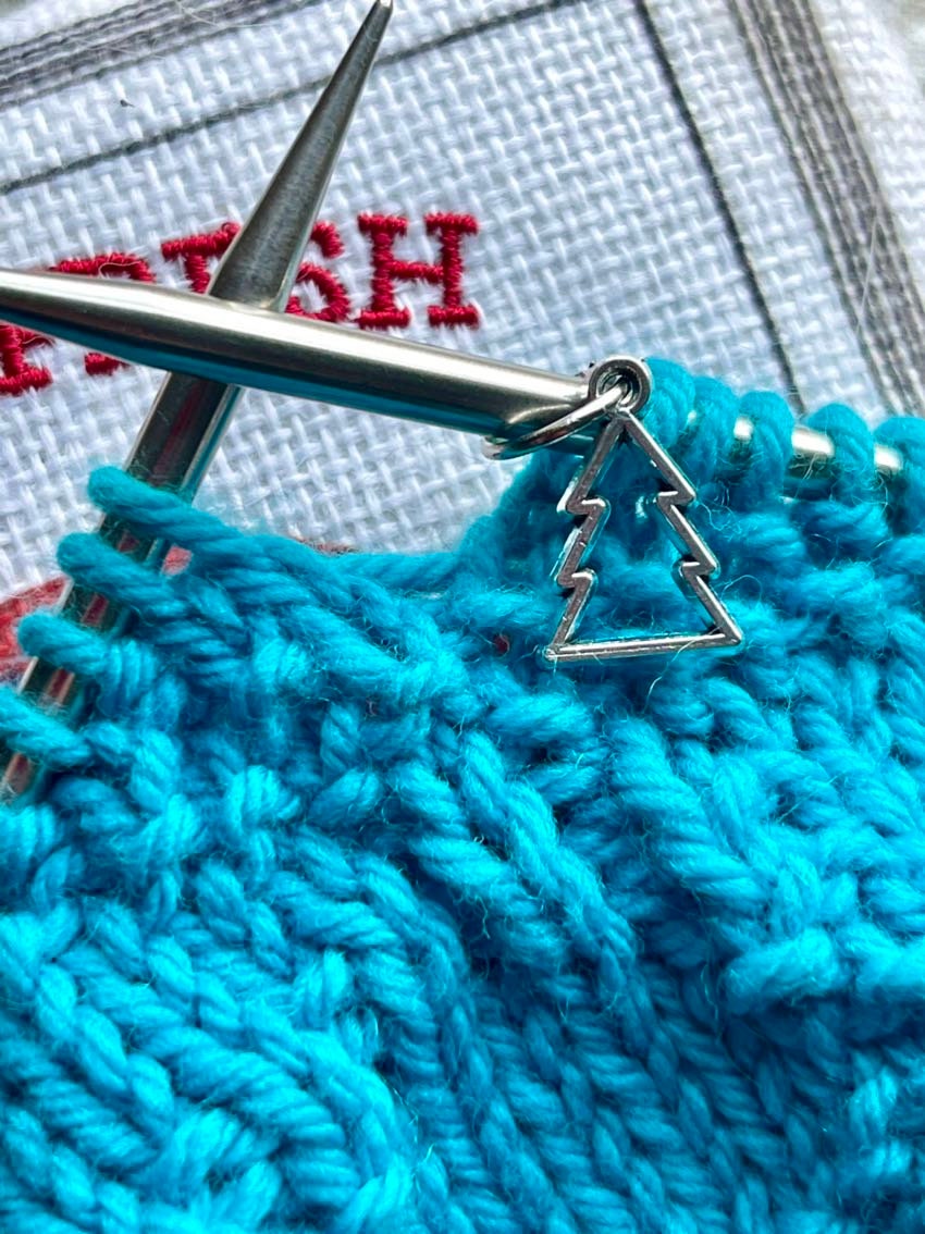 Silver Christmas Tree Knitting Stitch Markers, Set of 6