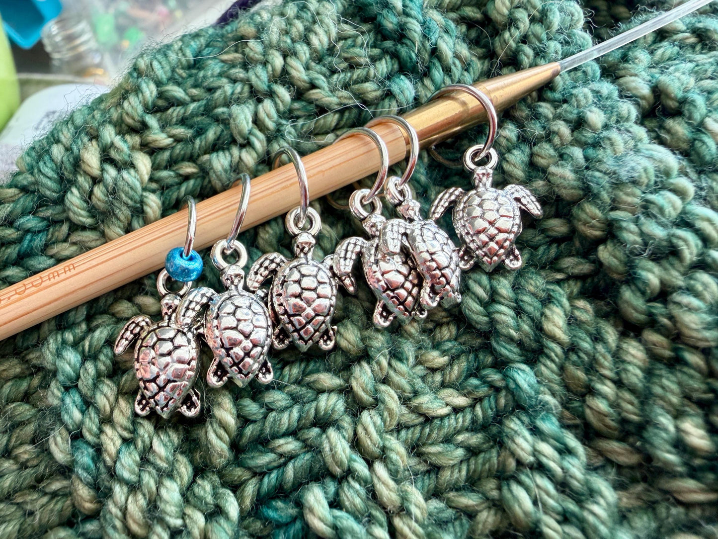 Silver Turtle Stitch Markers, Snag-Free Knitting Progress Keepers