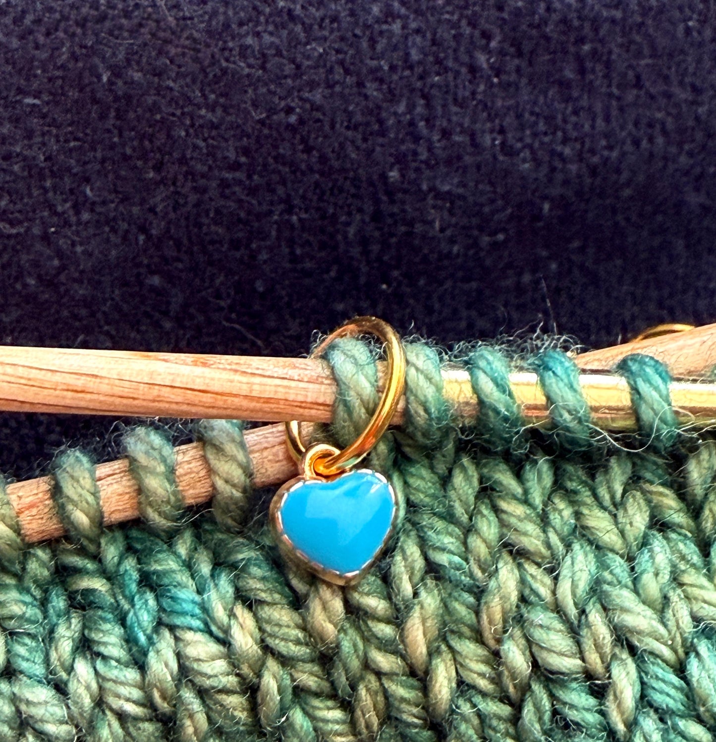 Blue Heart Stitch Markers, Snag Free Knitting Accessories, Set of 6