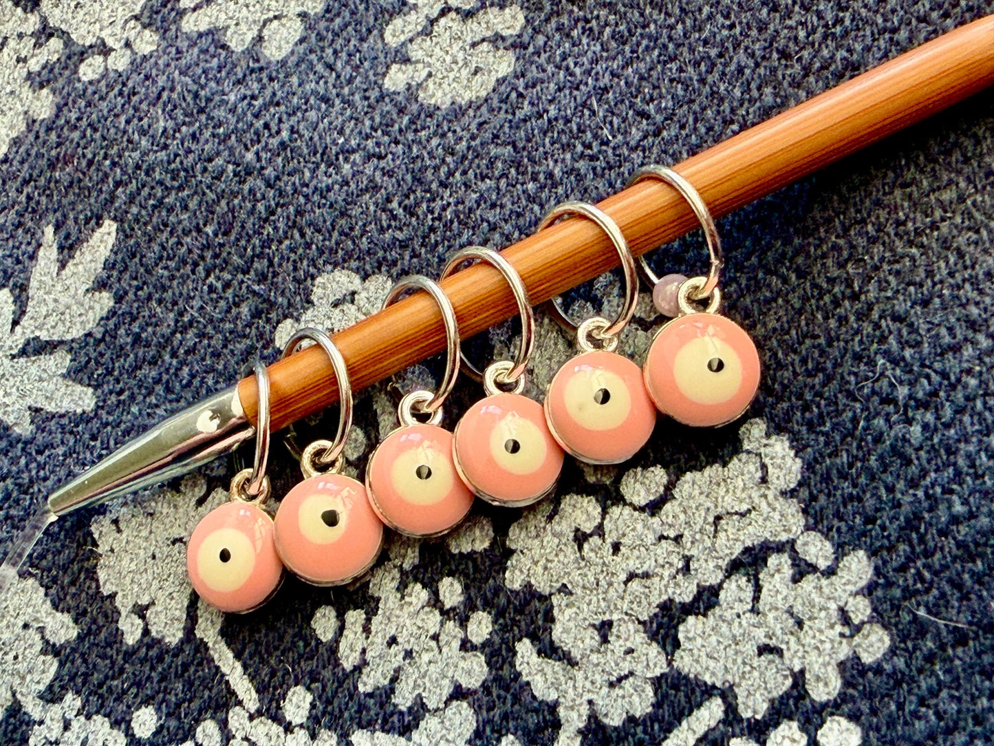Pink Evil Eye Snagless Stitch Markers, Snag Free Knitting, Knitter Progress Keepers, Yarn Jewelry