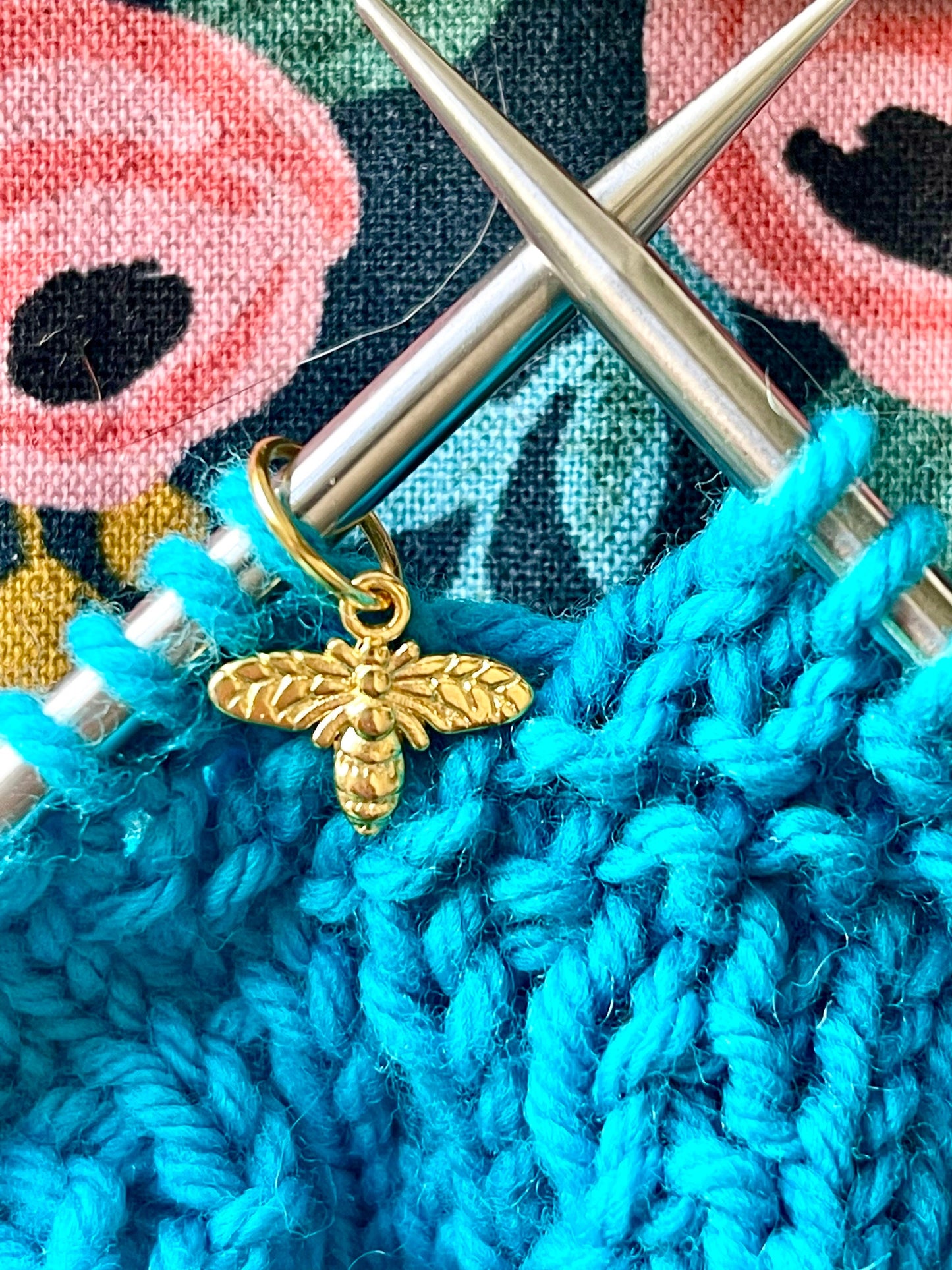 Gold Honey Bee Snagfree Stitch Markers, Knitting Progress Keepers