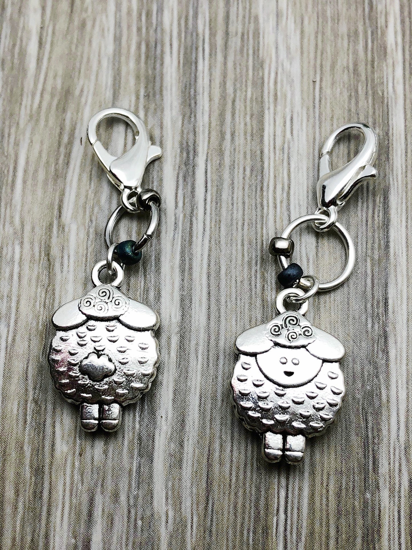 Silver Sheep Charm, Knitting Crochet Accessory, Zipper Pull