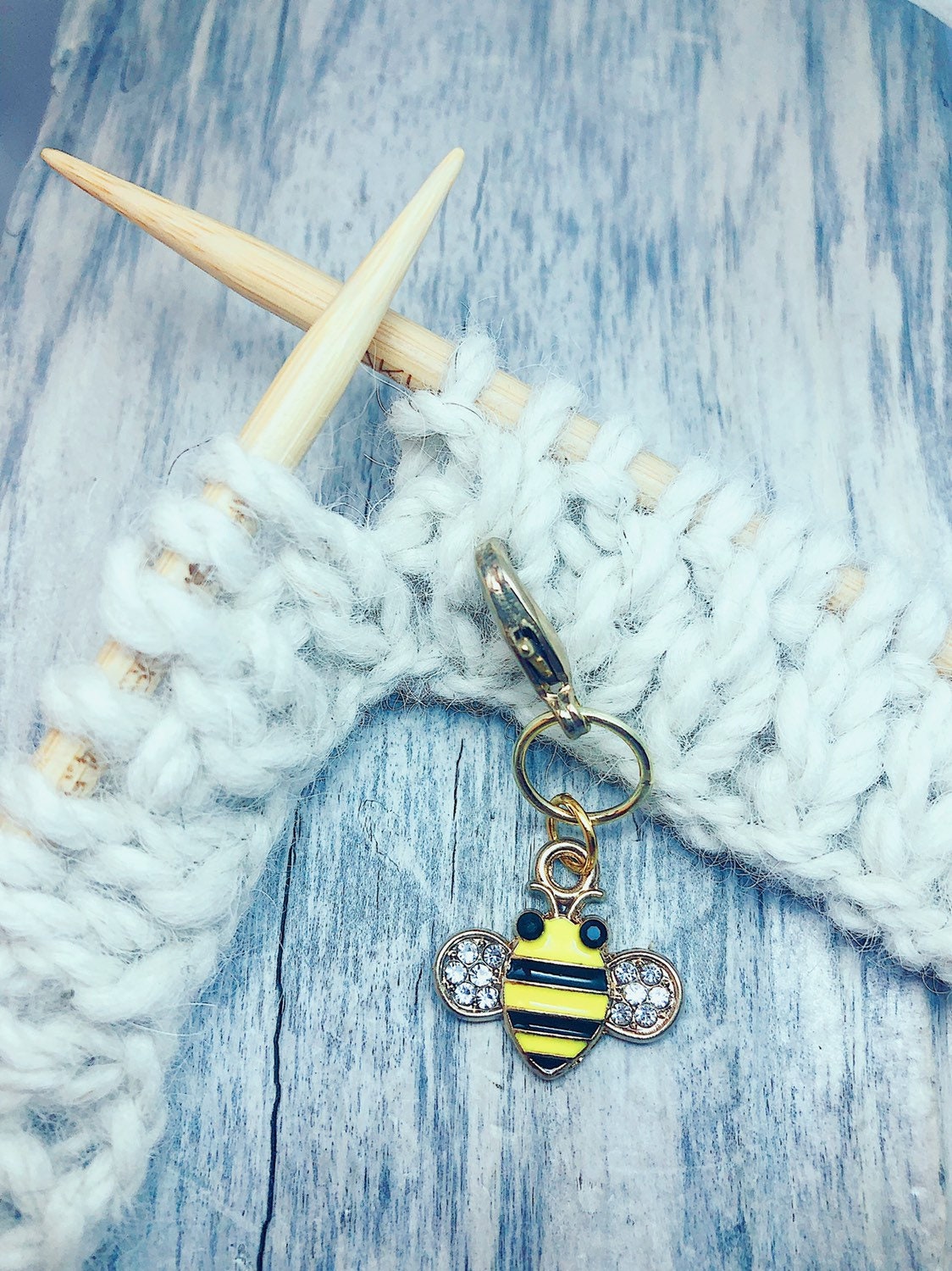 Bumblebee Stitch Marker, Gold Lobster Clasp, Knitting Progress Keeper