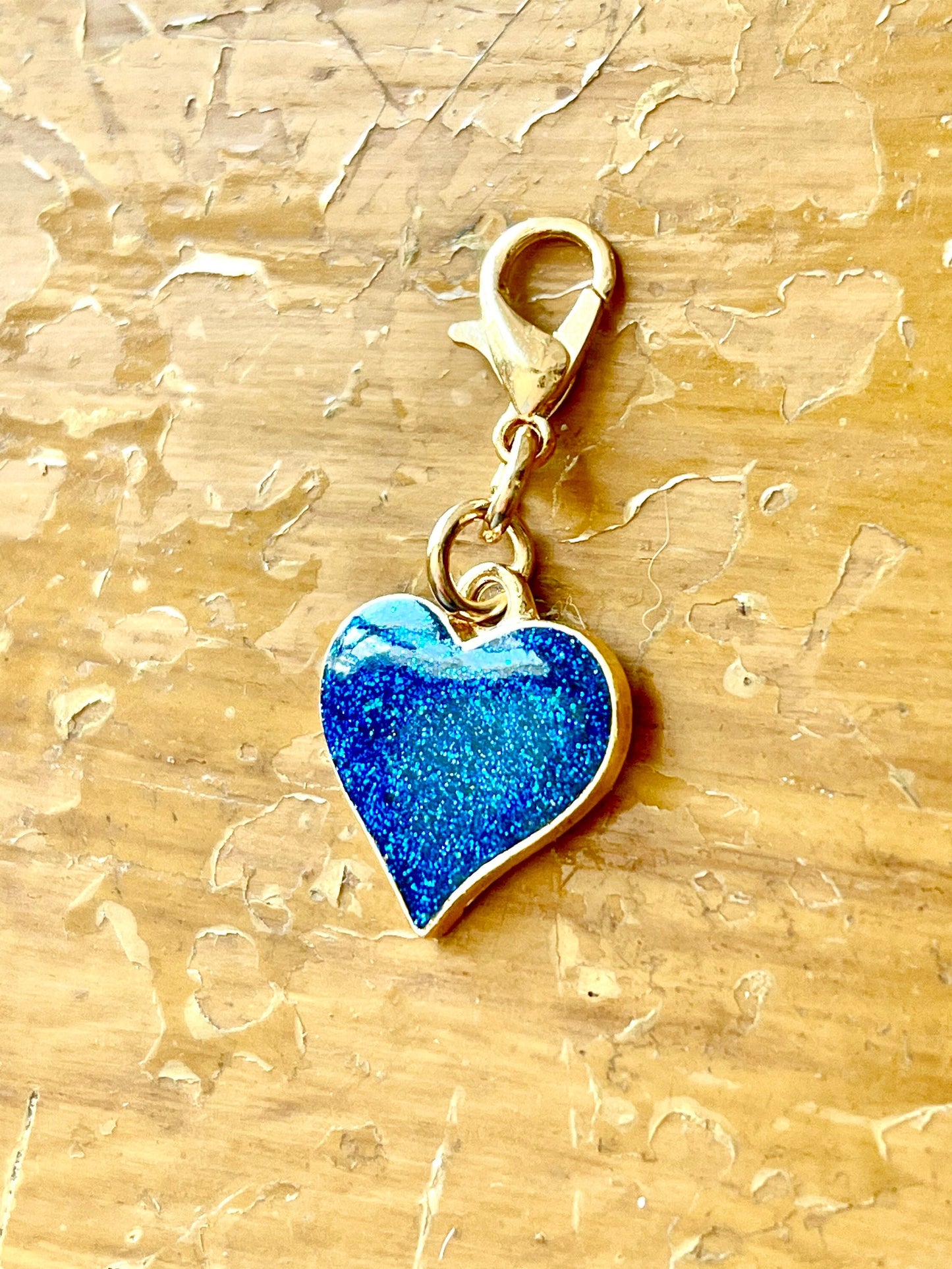 Blue Glitter Heart Progress Keeper, Knitting Crochet Gift