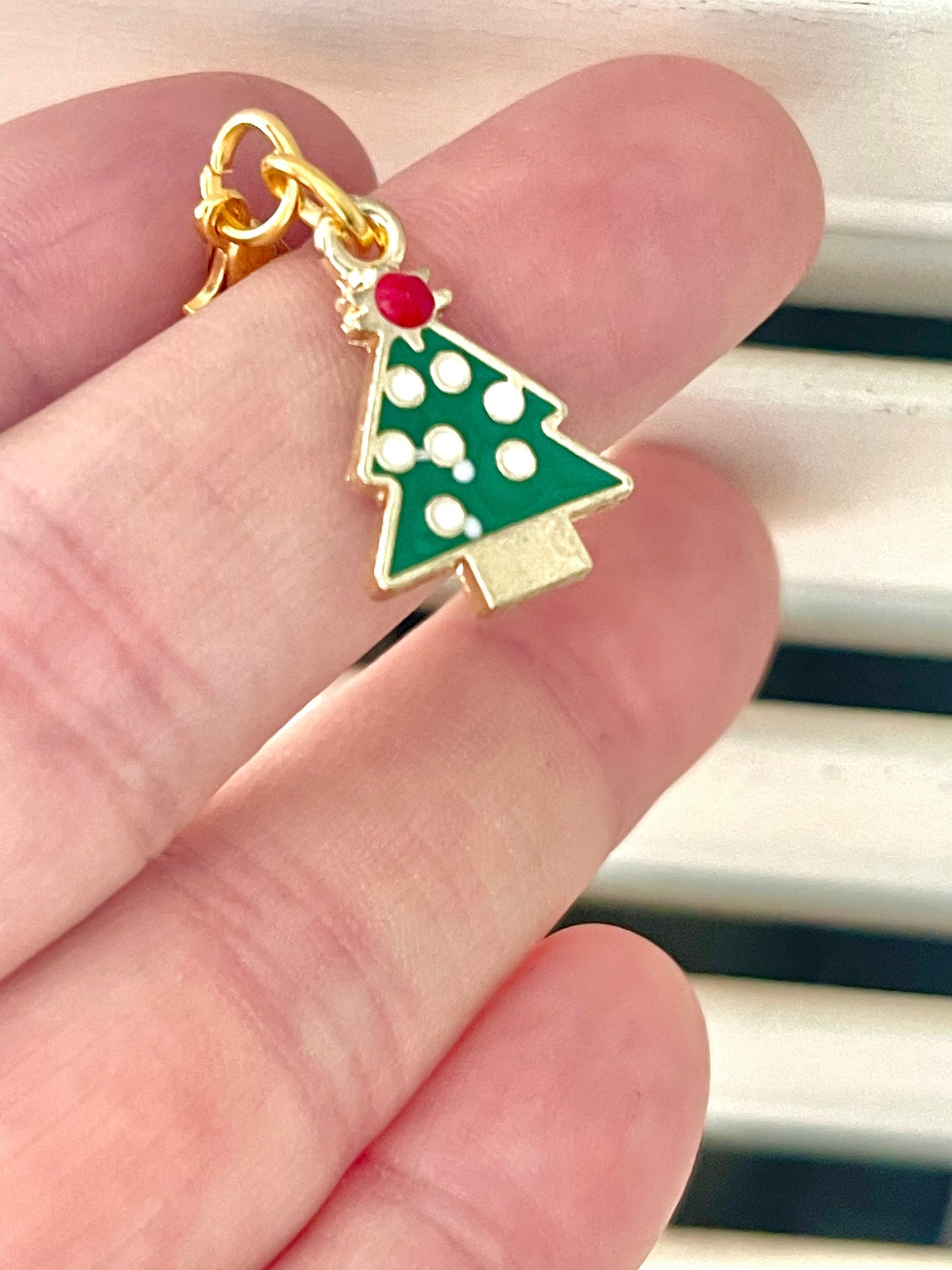 Christmas Tree Zipper Pull, Holiday Stitch Marker