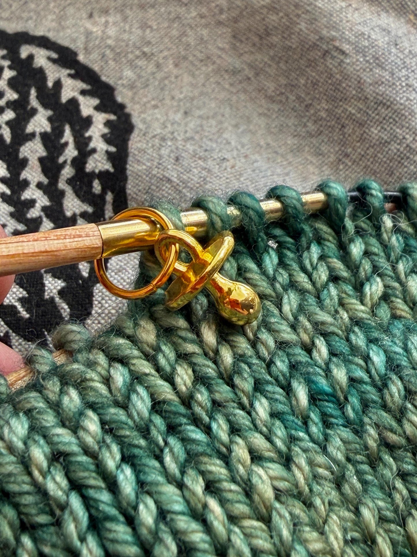 Gold Pacifier Stitch Markers, Snag Free Knitting Notions, Set of 6