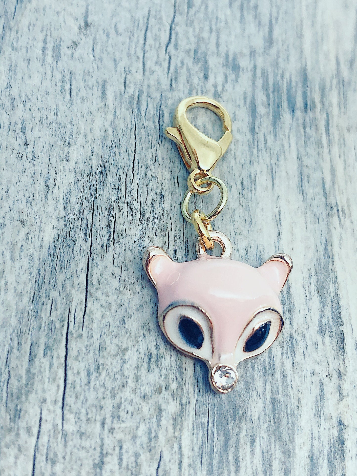 Pink Fox Charm Progress Marker, Gift for Knitters, Yarn Accessories, Knitting Ideas Notions