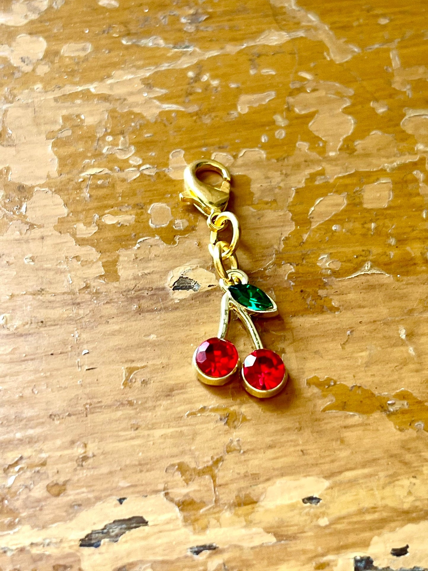 Dangling Cherries Knitting Progress Marker, Zipper Pull